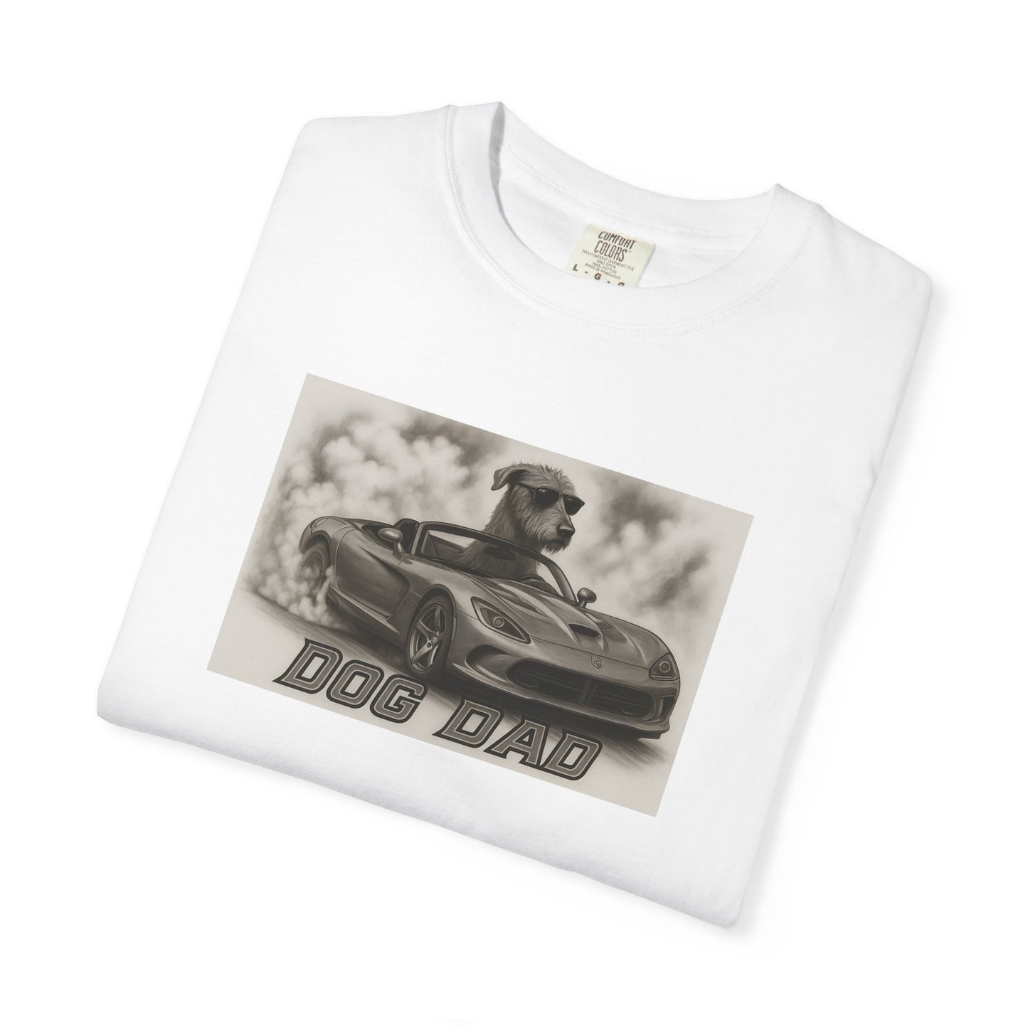 Dog Dad - Irish Wolfhound - Cool Dogs in Cool Cars T-Shirt Collection | Funny Dog Lover Apparel for Men