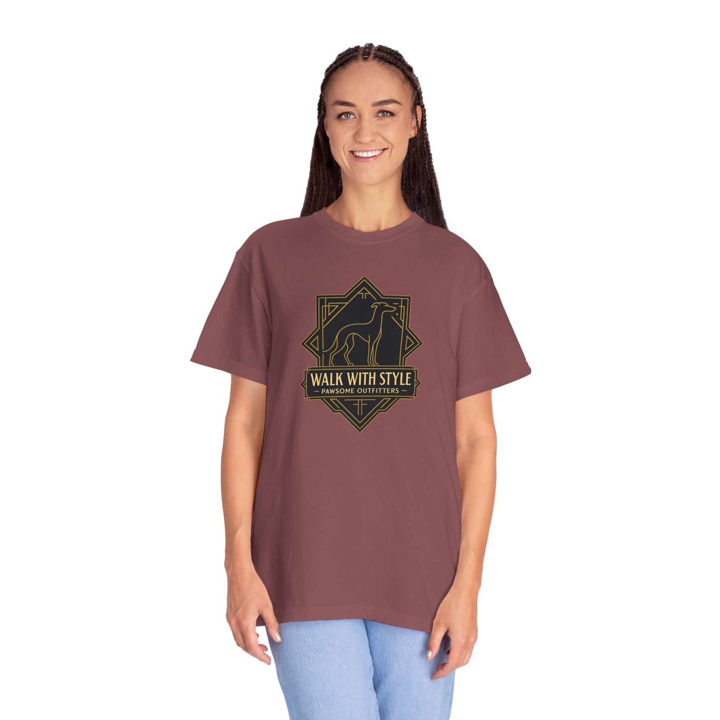 Stylish Unisex Tee - Walk with Style Graphic Shirt, Casual Wear, Gift for Dog Lovers, Relaxed Fit, Everyday Comfort
