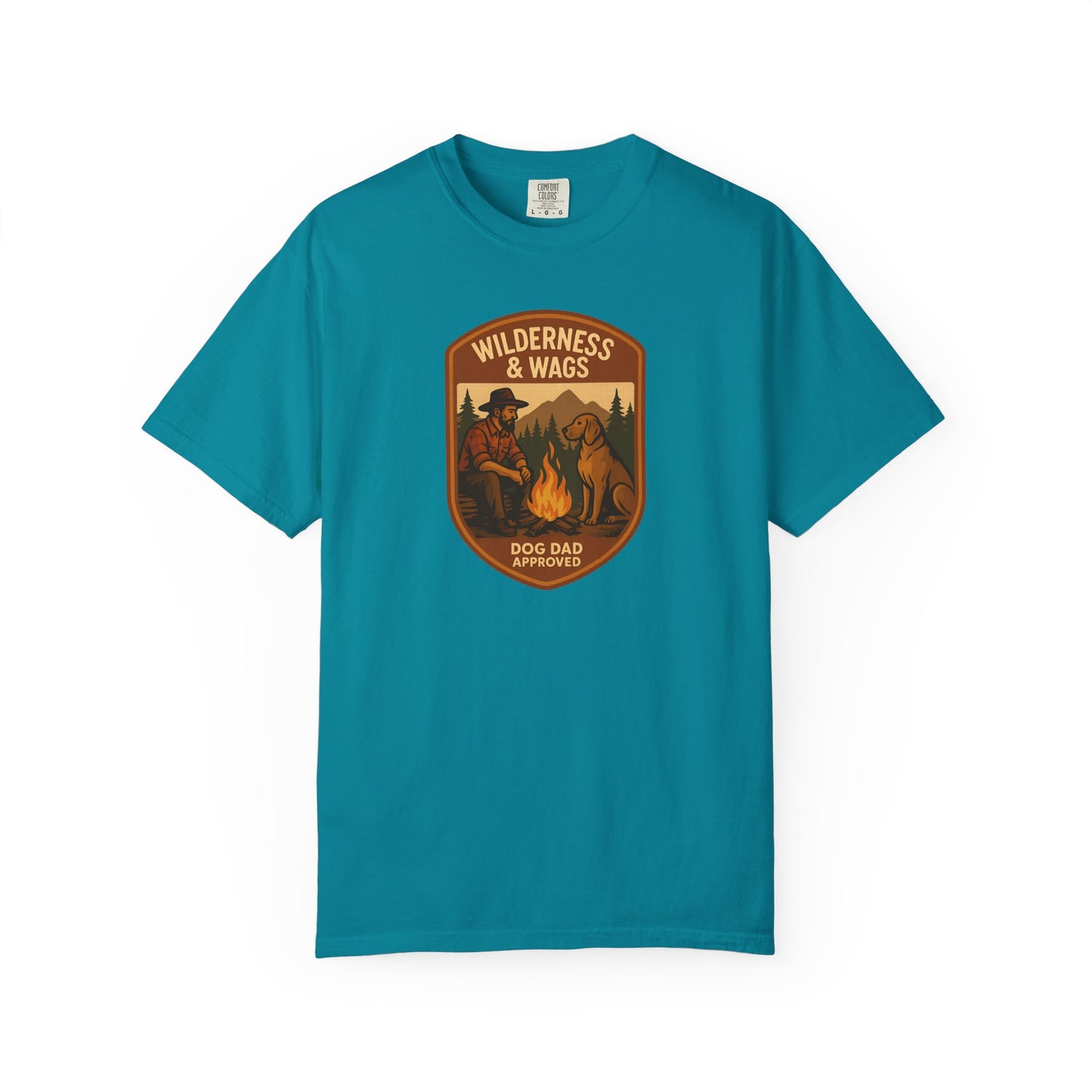 Wilderness & Wags Dog Dad Unisex T-Shirt, Dog Lover Gift, Camping Tee, Father’s Day Apparel, Nature-Inspired Shirt