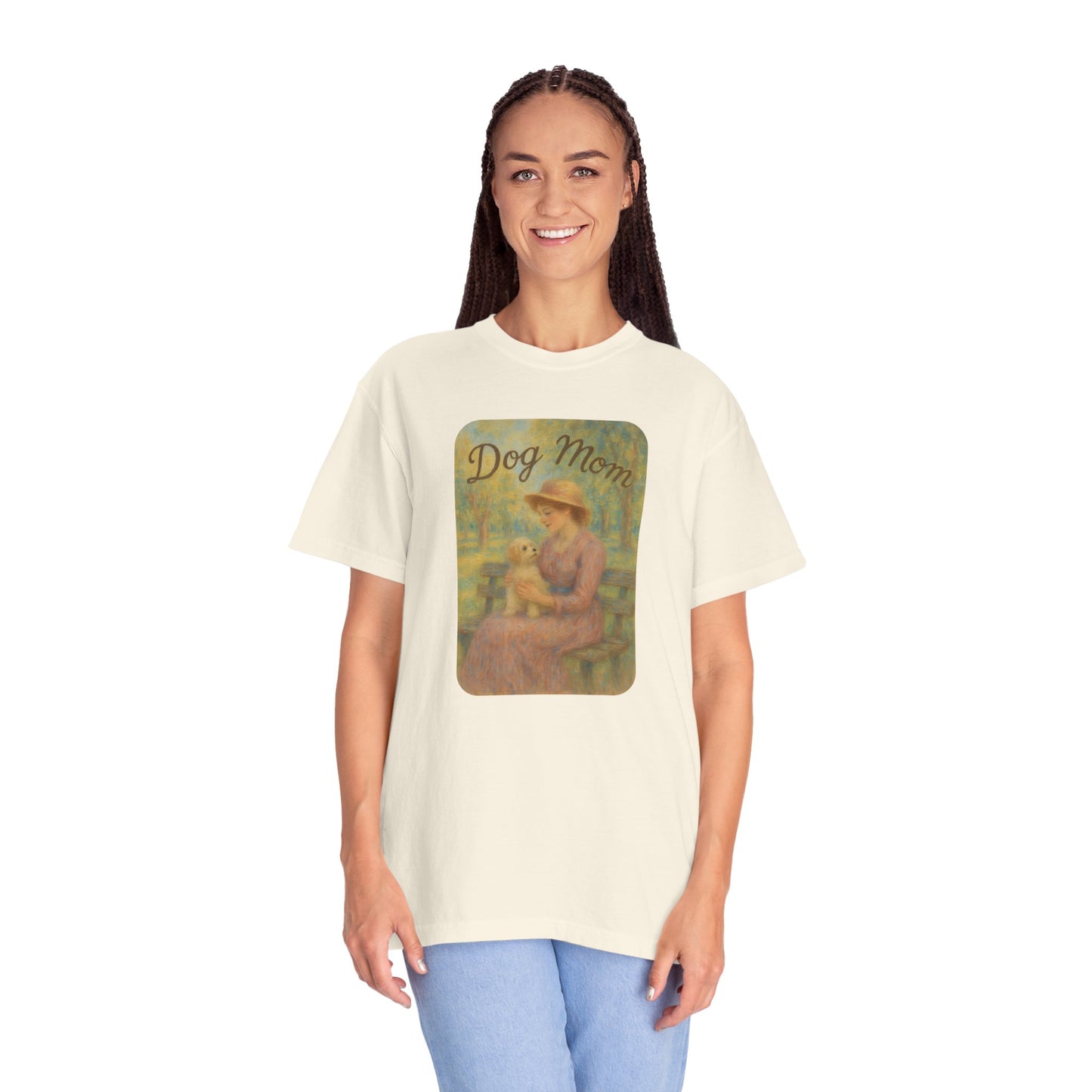 Dog Mom Garment-Dyed T-Shirt - Perfect Gift for Pet Lovers, Casual Wear, Dog Owners, Mother's Day, Dog-Themed Apparel