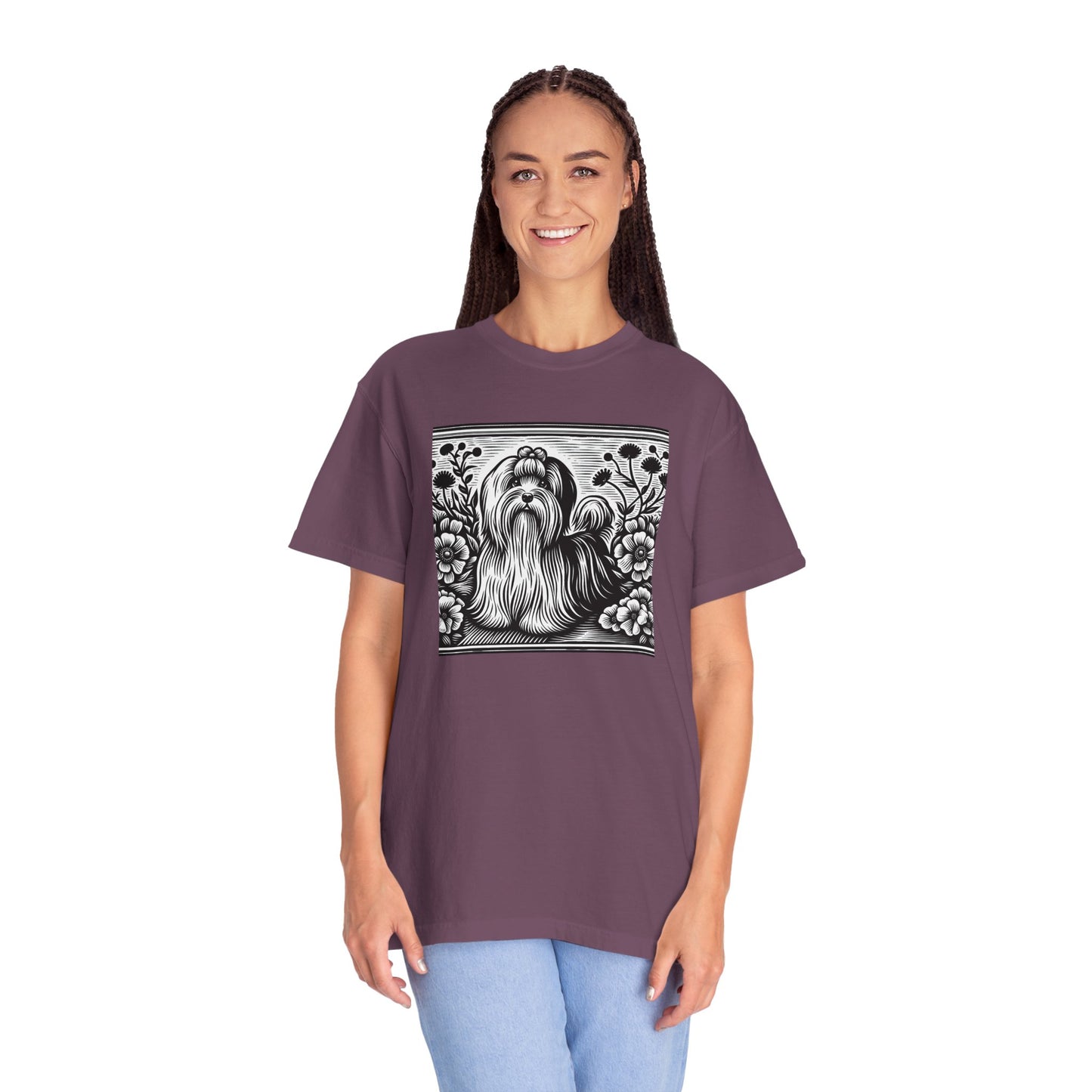 Havanese - Unisex Garment-Dyed T-shirt with Floral Dog Design - Perfect for Pet Lovers