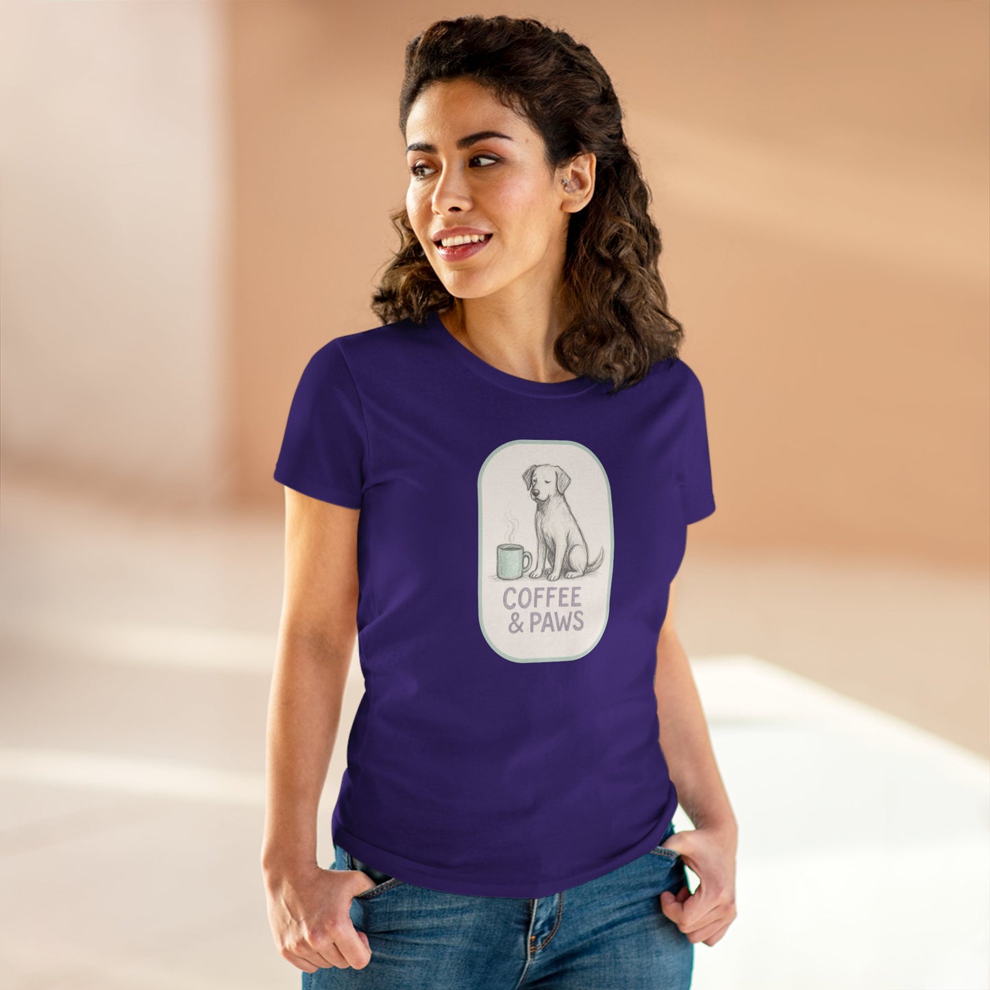 Copy of Coffee & Paws Women's Tee - Cozy Cotton Shirt for Pet Lovers, Casual Wear, Gift for Dog Owners, Dog Mom Merchandise, Animal Lover Tee
