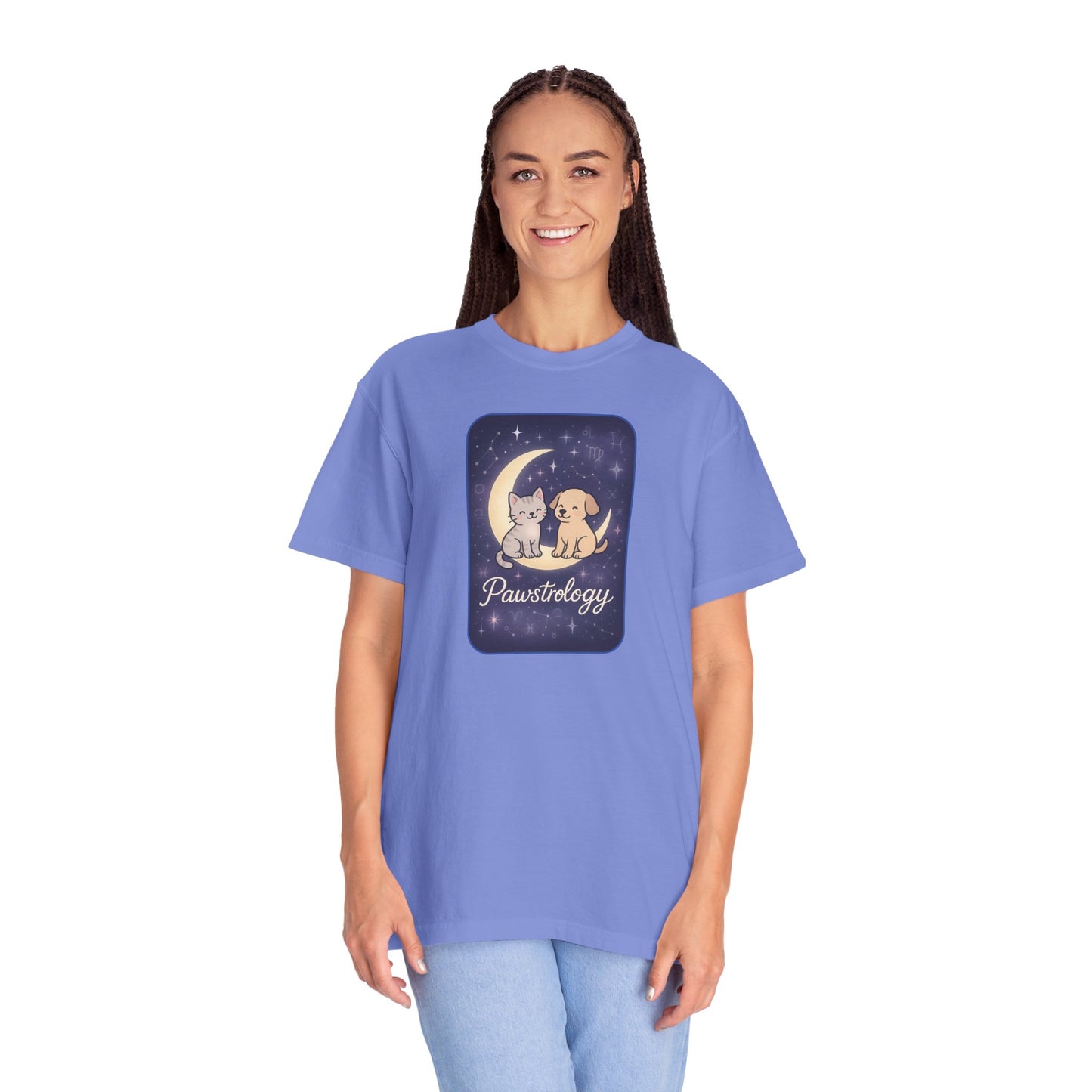 Pawstrology Graphic T-shirt, Cute Pet Astrology Tee, Unisex Animal Lover Shirt, Gifts for Cat Dog Owners, Celestial Pet Apparel