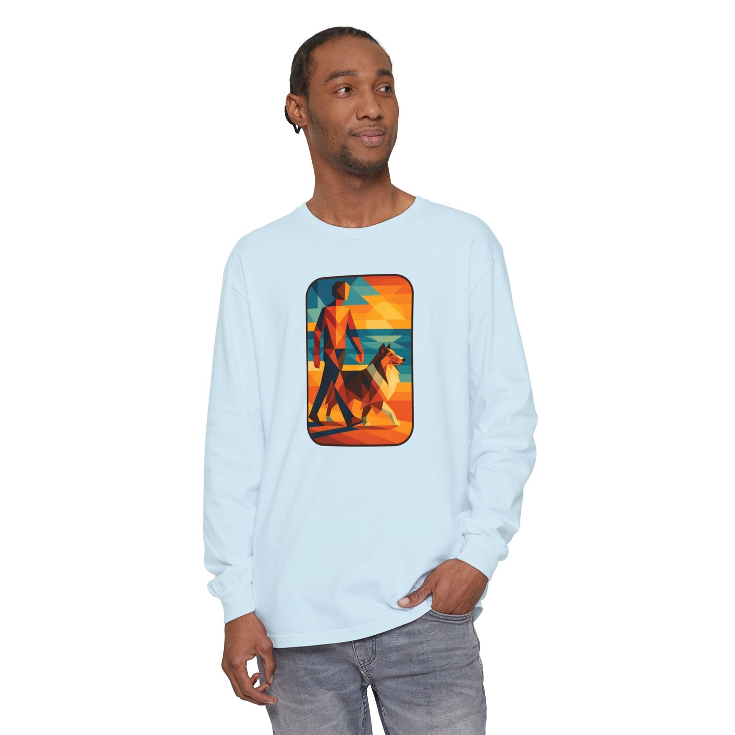 Vibrant Dog Walking Design, Unisex Shirt, Gift for Pet Lovers, Beach Vibe T-Shirt, Cozy Everyday Wear