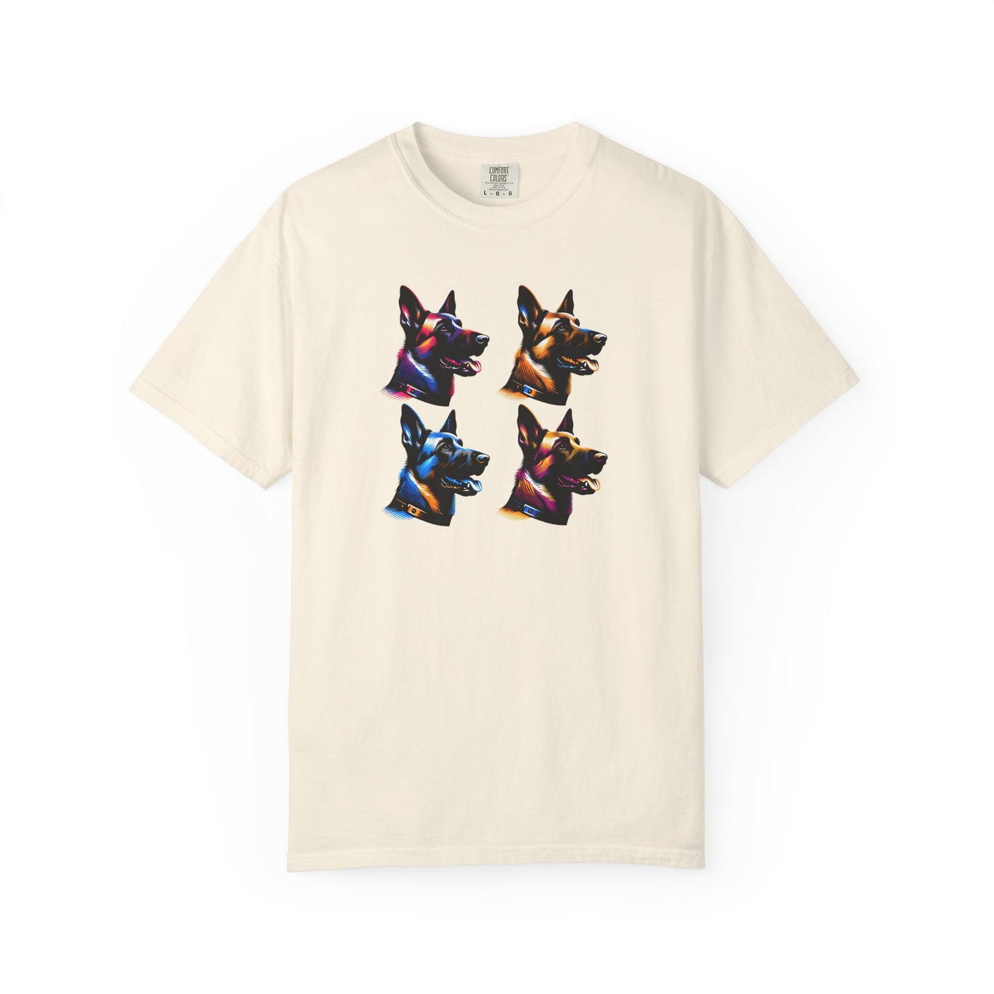 Colorful Belgium Malinois Portrait Unisex Garment-Dyed T-Shirt