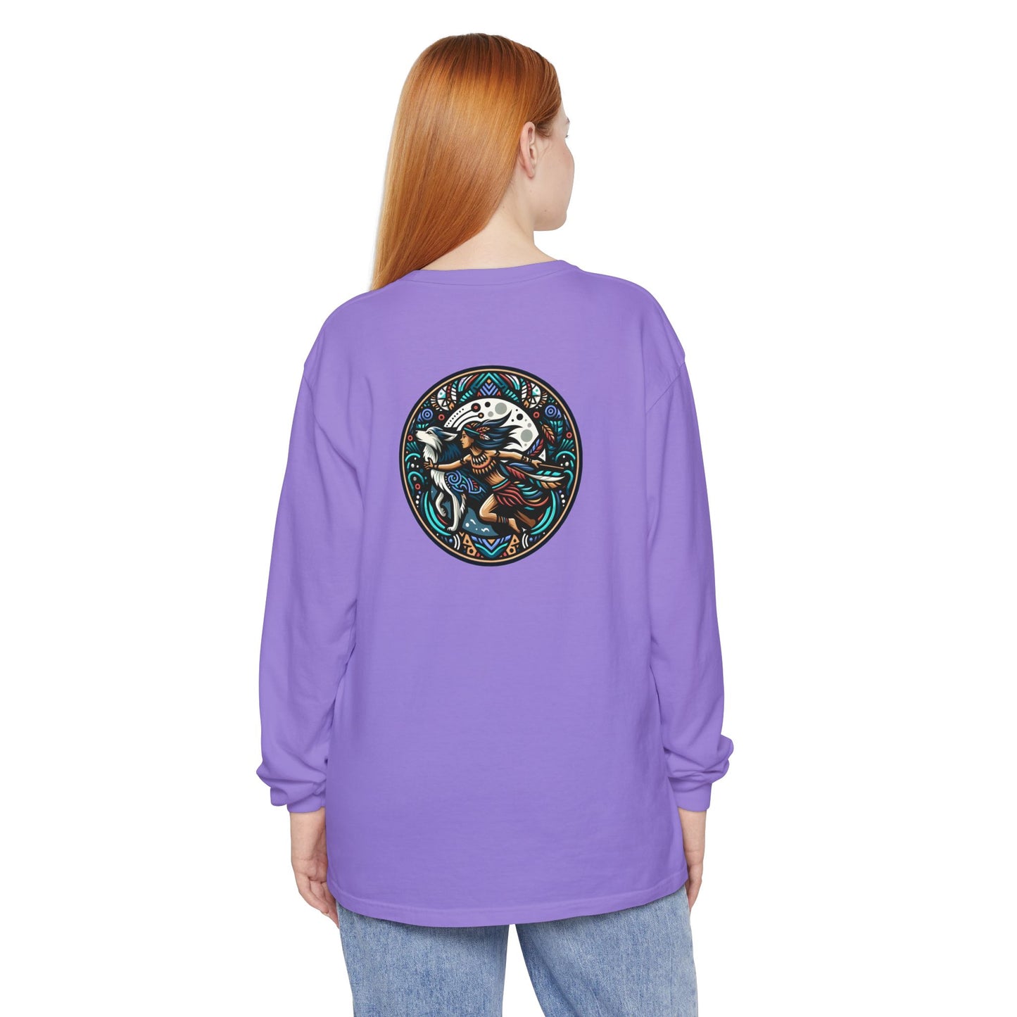 Mystical Indian Princess and a Wolf Long sleeve Tee