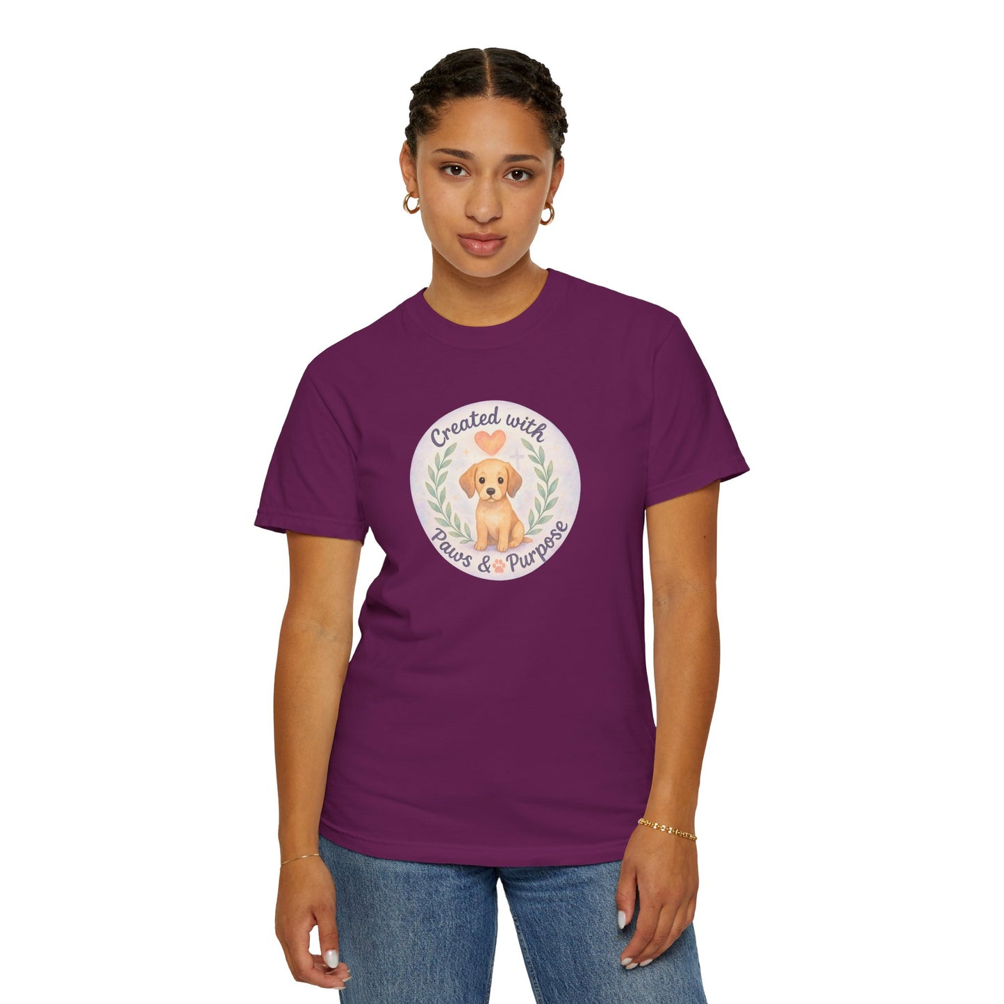 Created with Paws & Purpose T-Shirt, Pet Lover Gift, Dog Lover Apparel, Animal Rescue Support, Unique Gifts for Dog Owners