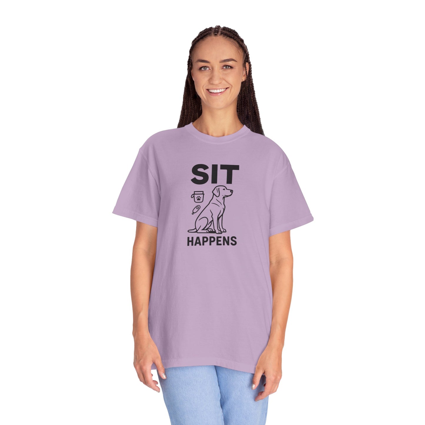 Dog Lovers Unisex T-Shirt - 'Sit Happens' Graphic Tee, Gift for Dog Owners, Pet Lovers, Casual Wear, Funny Dog Shirt