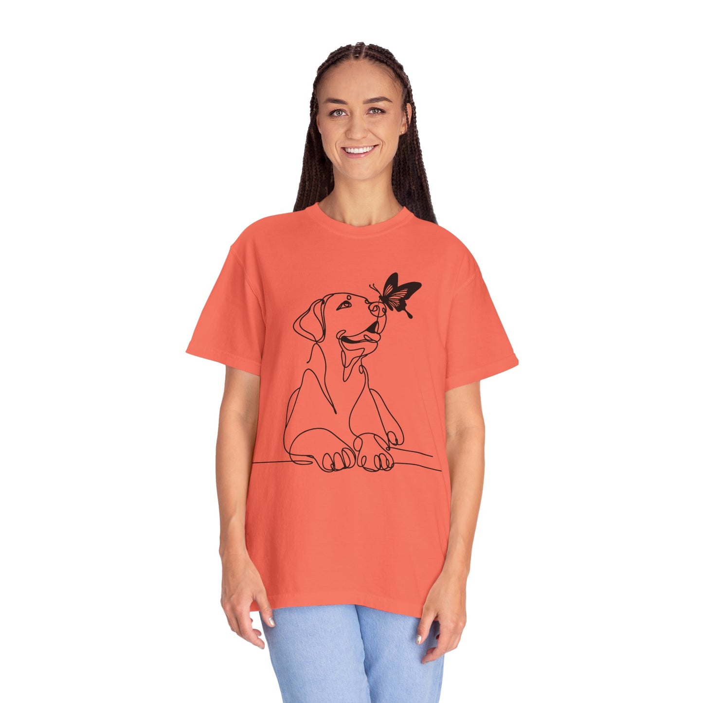 Adorable Dog and Butterfly T-Shirt, Cute Pet Tee, Dog Lover Gift, Casual Wear, Animal Lover Apparel, Birthday Gift for Dog Owners