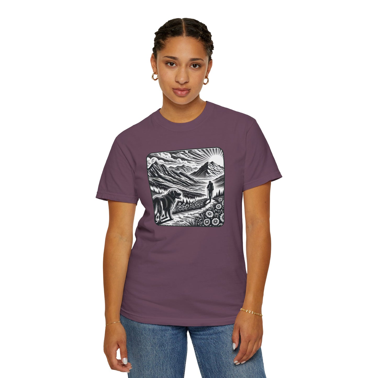 Hiker Unisex Garment-Dyed T-Shirt with Nature Design - Perfect for Outdoor Lovers