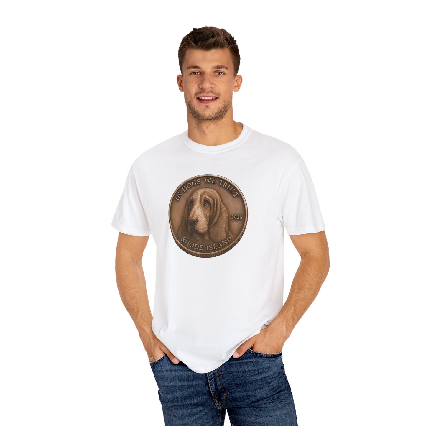 Rhode Island State Coin T-Shirt Collection - Proud Dog Breed Illustrations