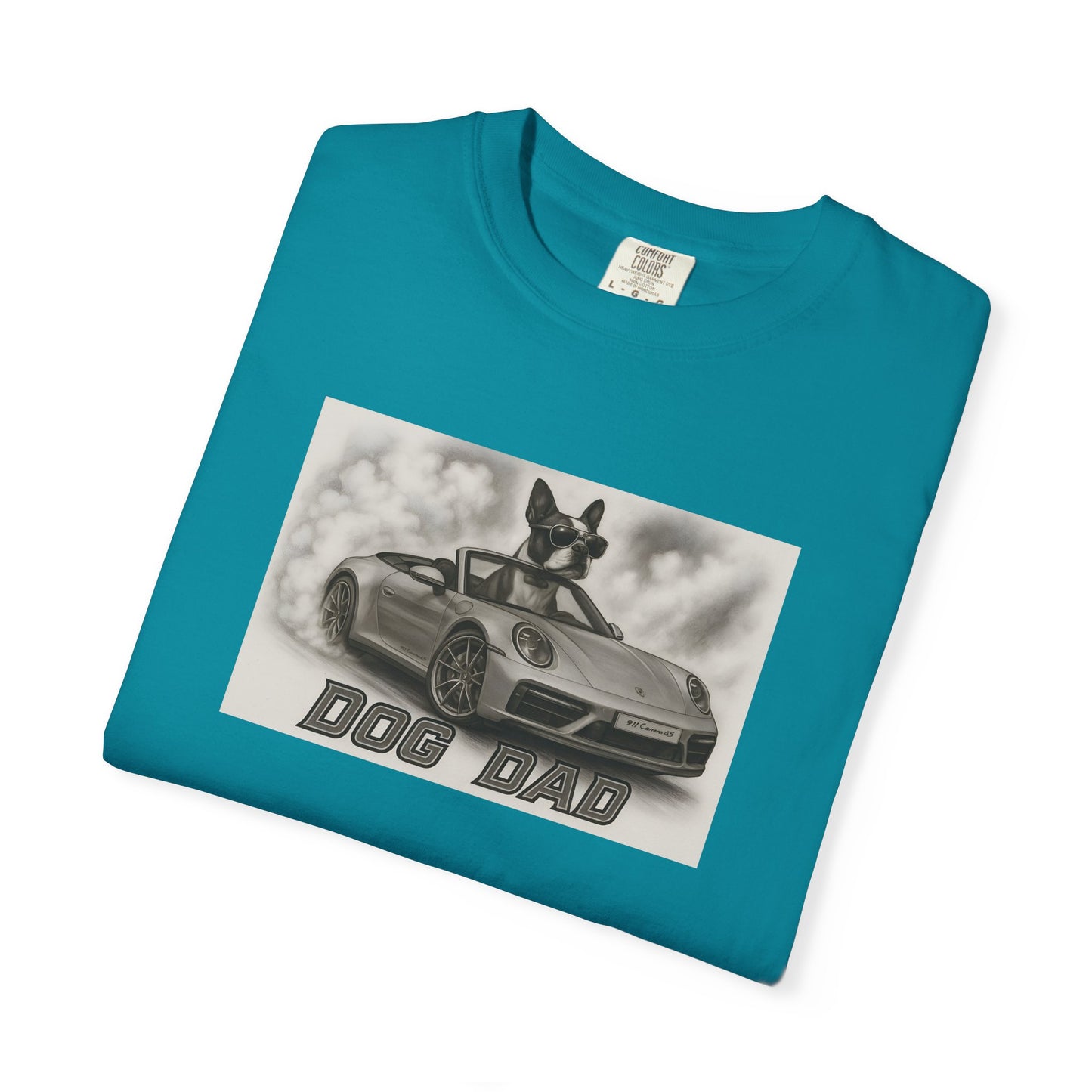 Dog Dad - Boston Terrier - Cool Dogs in Cool Cars T-Shirt Collection | Funny Dog Lover Apparel for Men