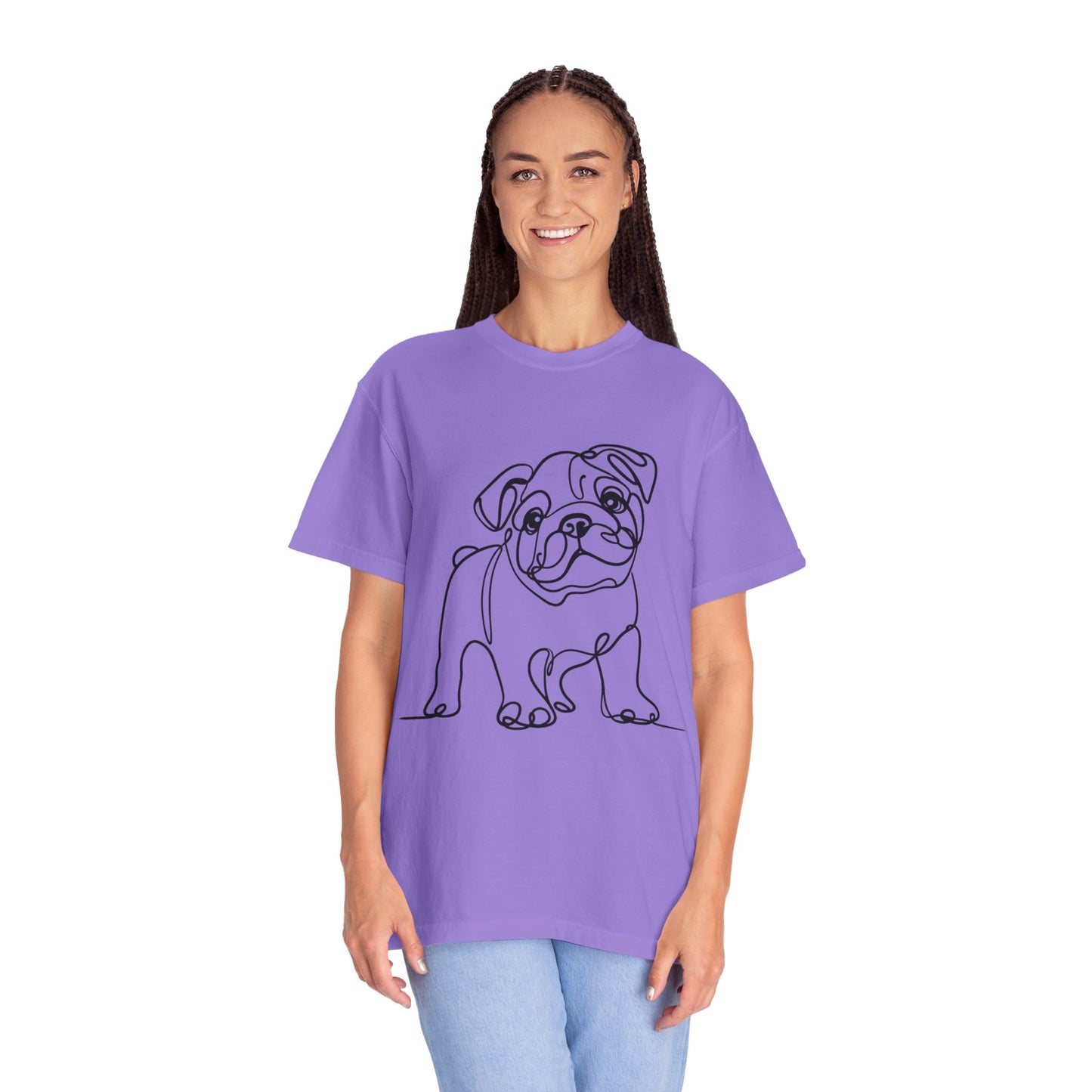 Unisex Garment-Dyed T-shirt with Minimalist Bulldog Design
