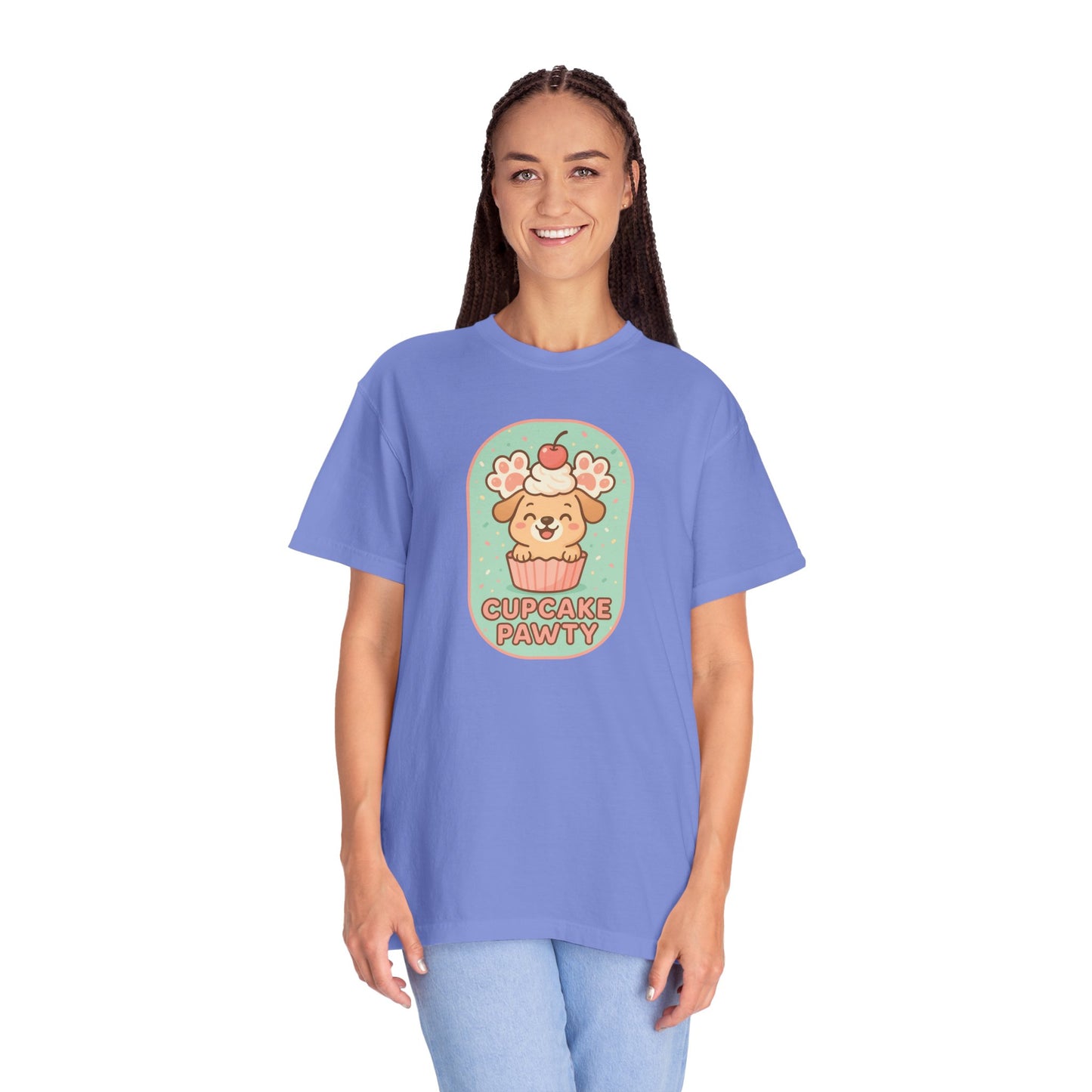 Cute Dog Cupcake Pawty Unisex T-shirt, Perfect for Animal Lovers, Pet Birthdays, Gifts, Casual Wear, Fun Gatherings, Dog Celebrations