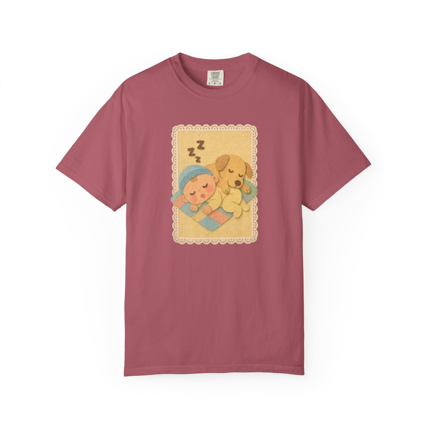 Cute Dreamy T-Shirt, Cartoon Sleepy Baby and Puppy Design, Cozy Gift for Kids, Fun Sleepwear, Nursery Decor, Pet Lover Gift