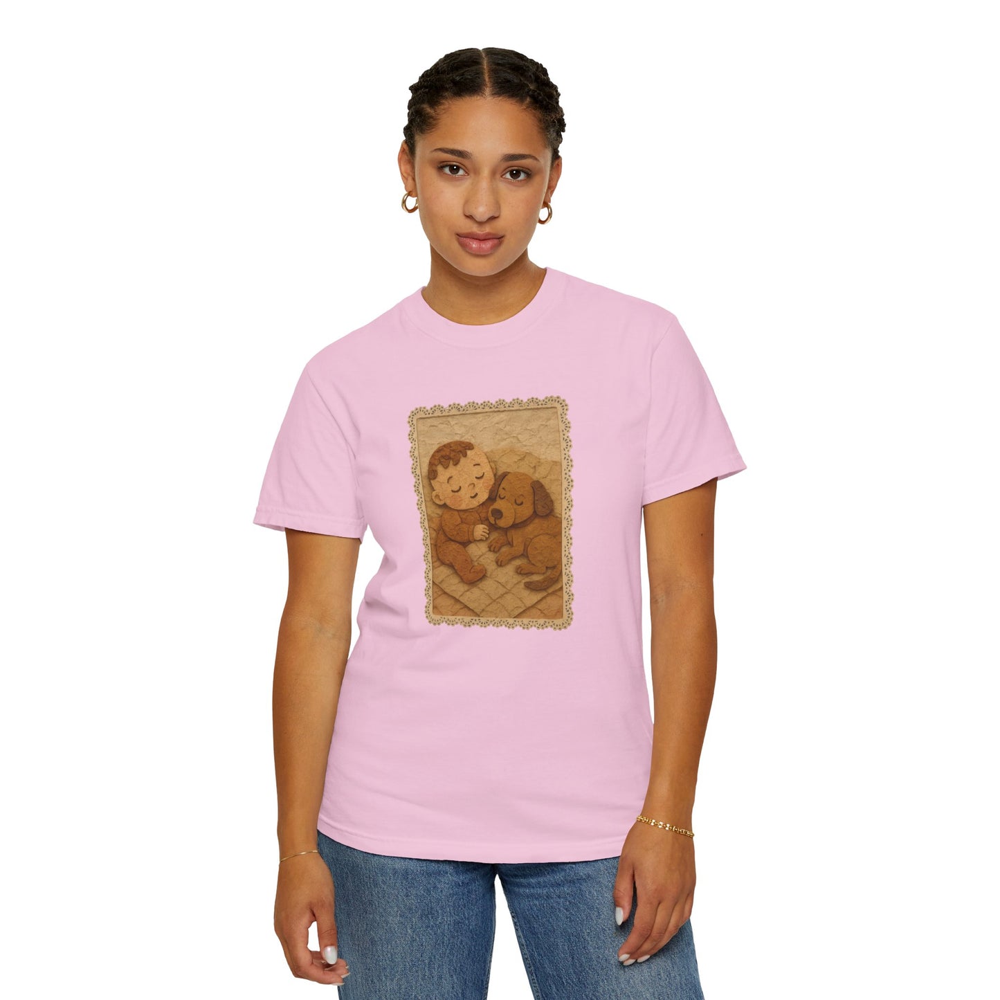 Cute Baby & Puppy Graphic Tee, Cozy Shirt for Dog Lovers and Parents, Gifts for Baby Showers, Birthdays, or Any Celebration