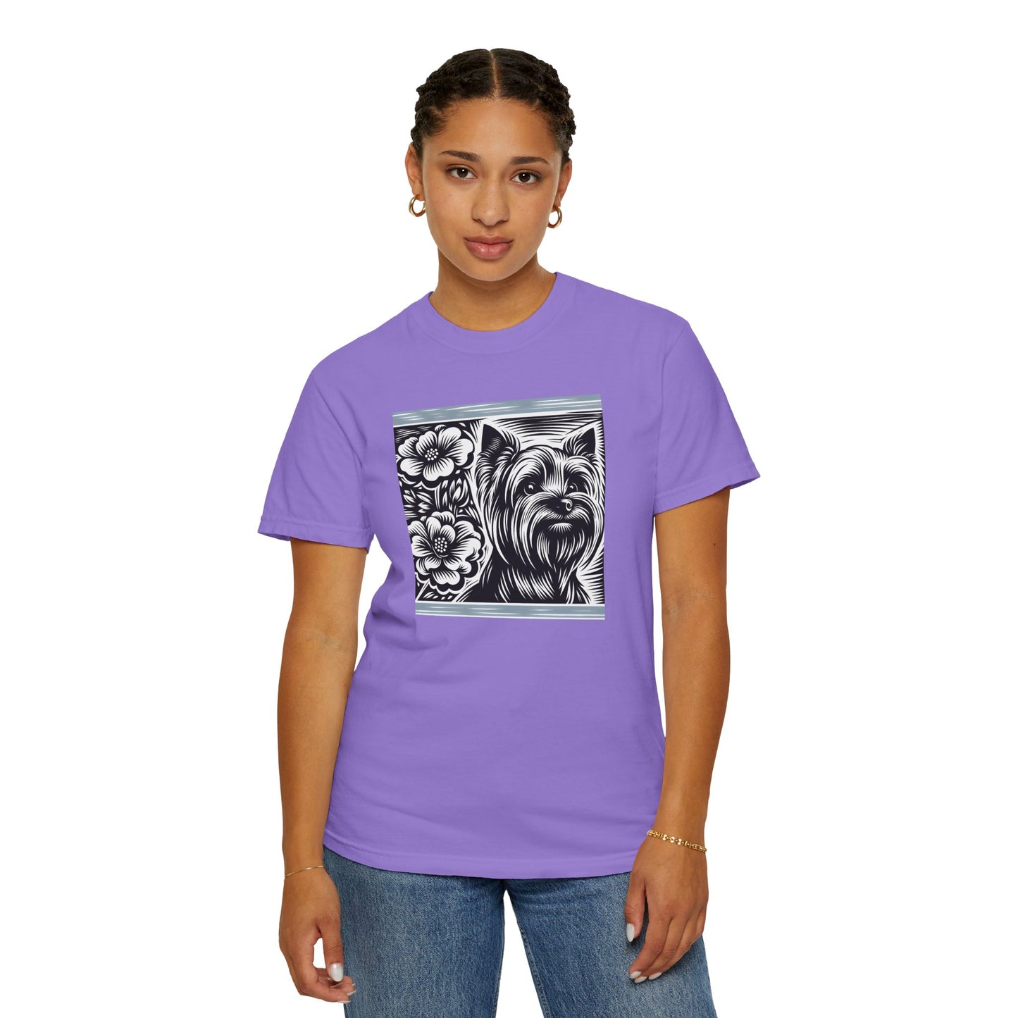 Cute Yorkie Floral T-Shirt for Dog Lovers
