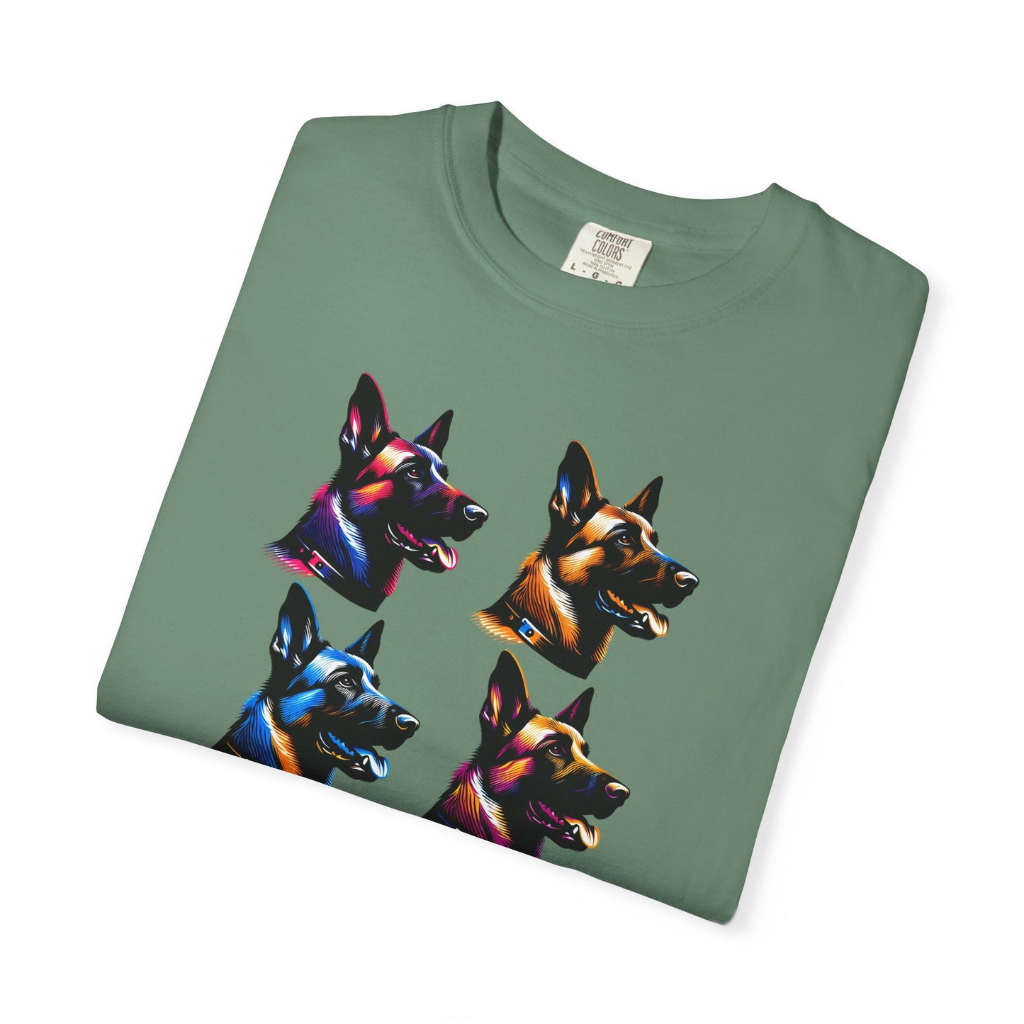 Colorful Belgium Malinois Portrait Unisex Garment-Dyed T-Shirt