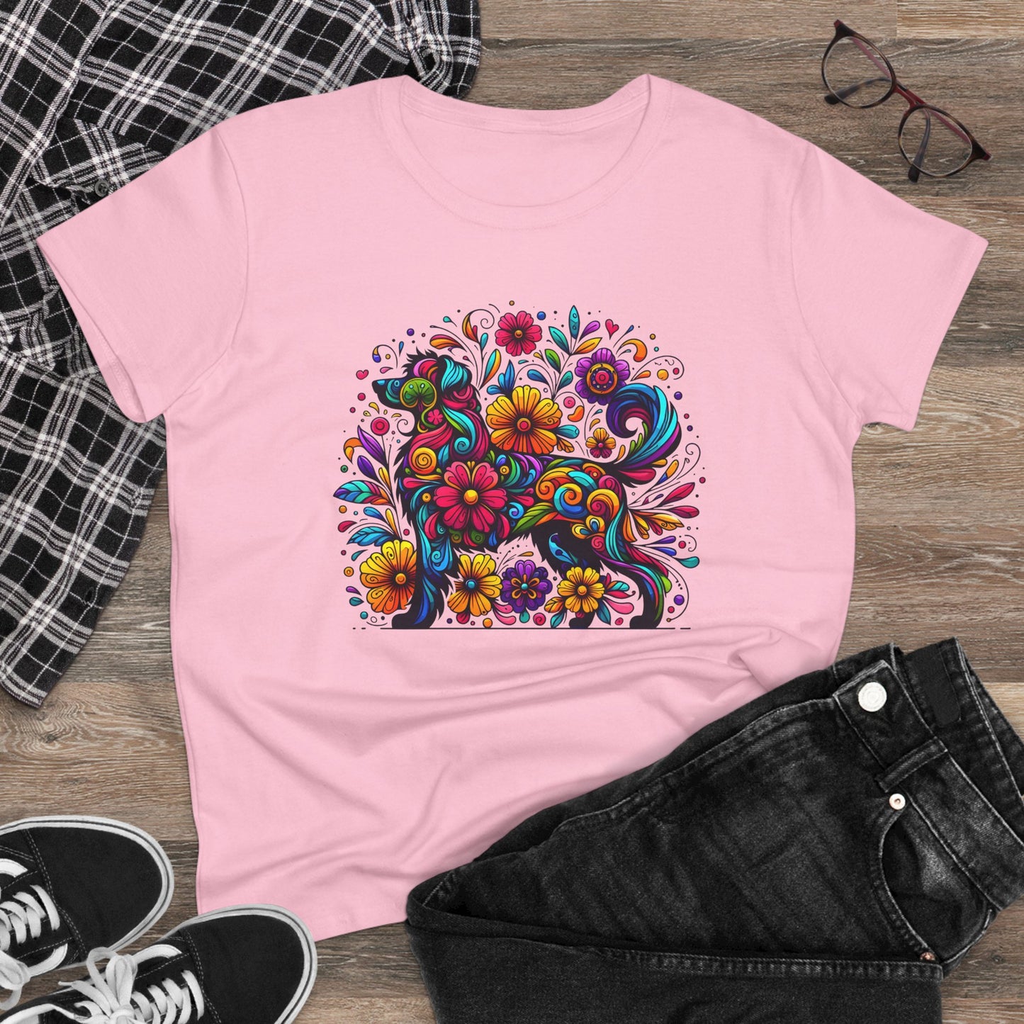 Women's Tee - Floral Dog Design