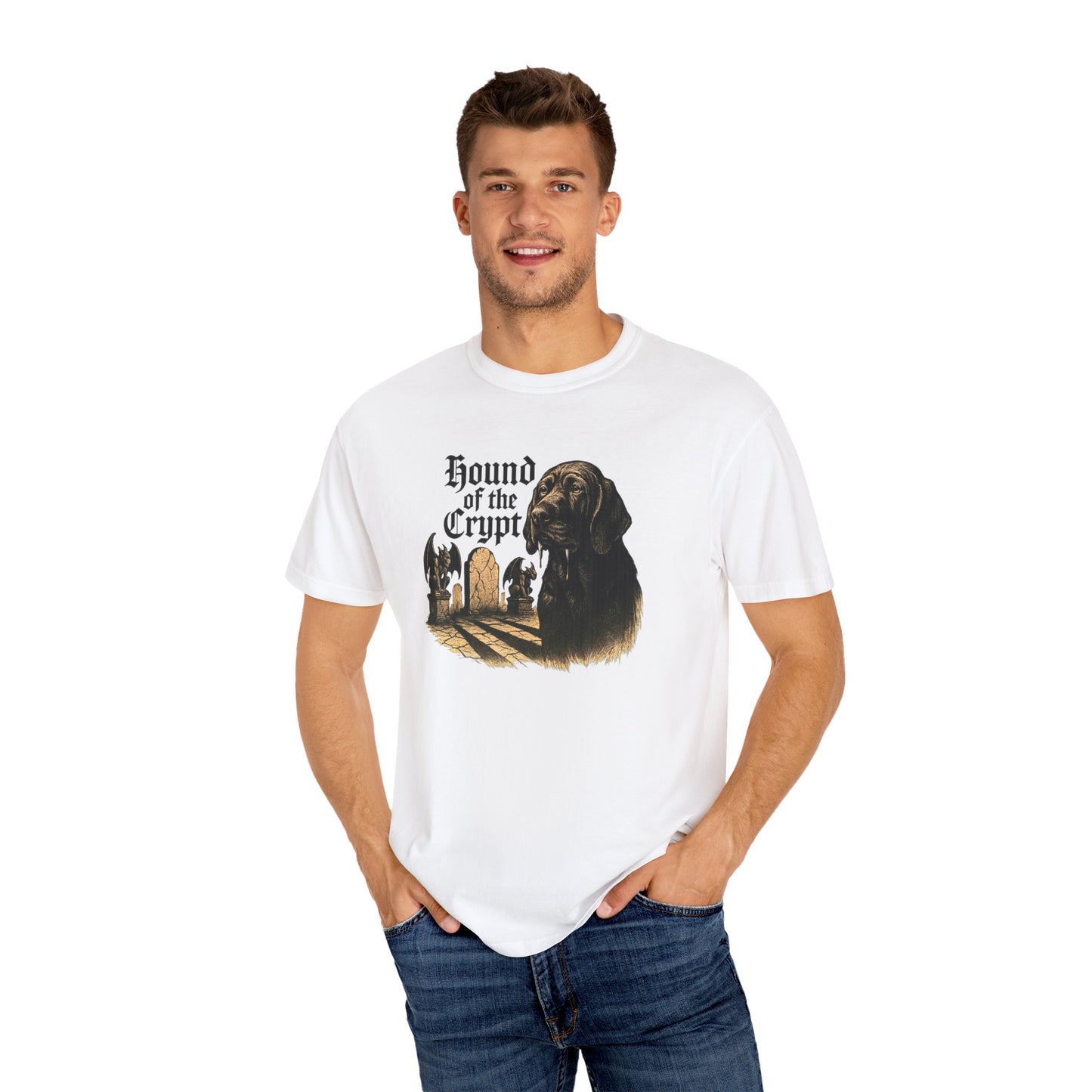 Hound of the Crypt Unisex T-Shirt - Spooky Pet Tee, Dog Lover Gift, Halloween Apparel, Unique Graphic Shirt, Casual Style