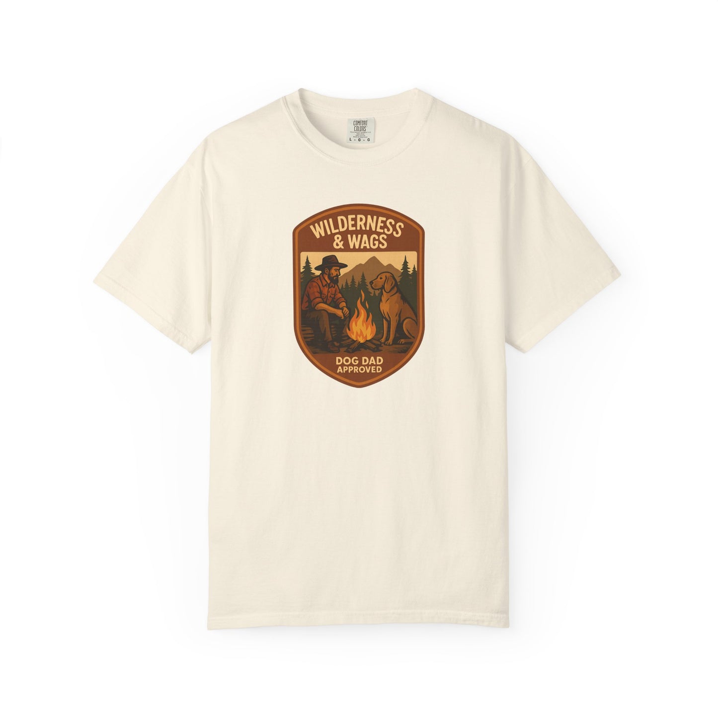 Wilderness & Wags Dog Dad Unisex T-Shirt, Dog Lover Gift, Camping Tee, Father’s Day Apparel, Nature-Inspired Shirt