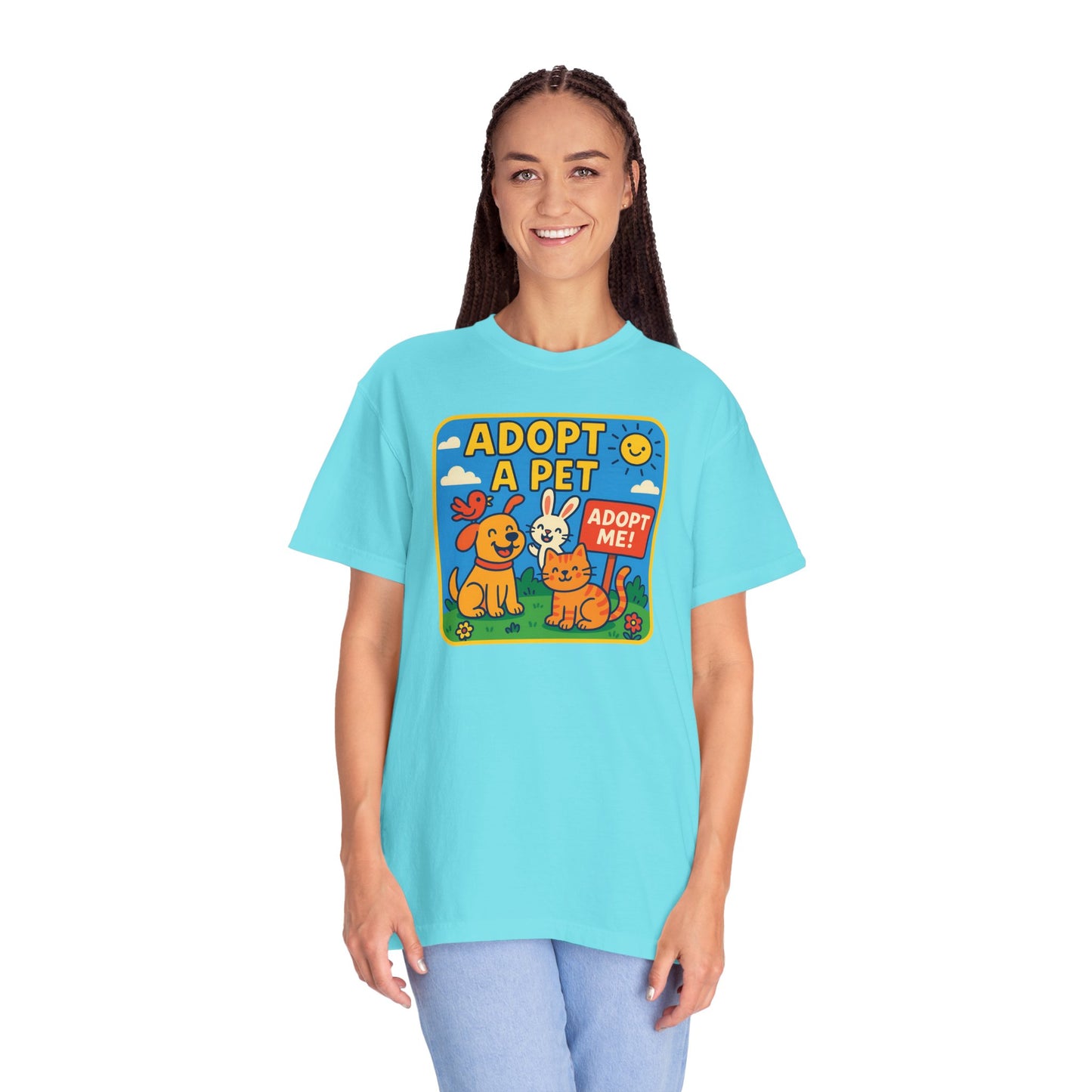 Adopt a Pet T-Shirt - Unisex Garment-Dyed Tee for Animal Lovers