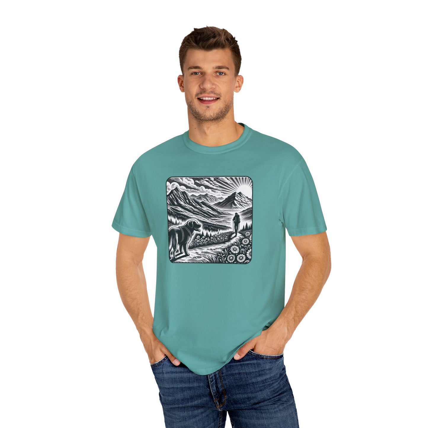 Hiker Unisex Garment-Dyed T-Shirt with Nature Design - Perfect for Outdoor Lovers