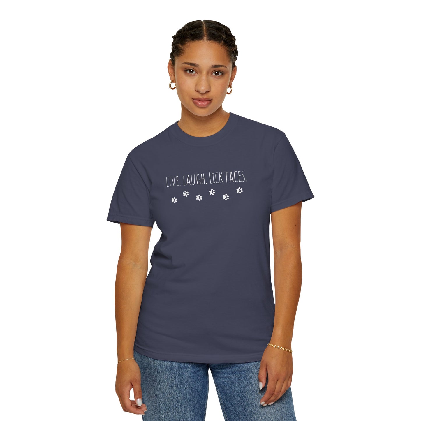 Whimsical Unisex T-shirt - Live, Laugh, Lick Faces - Funny Tee, Gift for Dog Lovers, Casual Wear, Birthday Shirt, Pet Parent Apparel