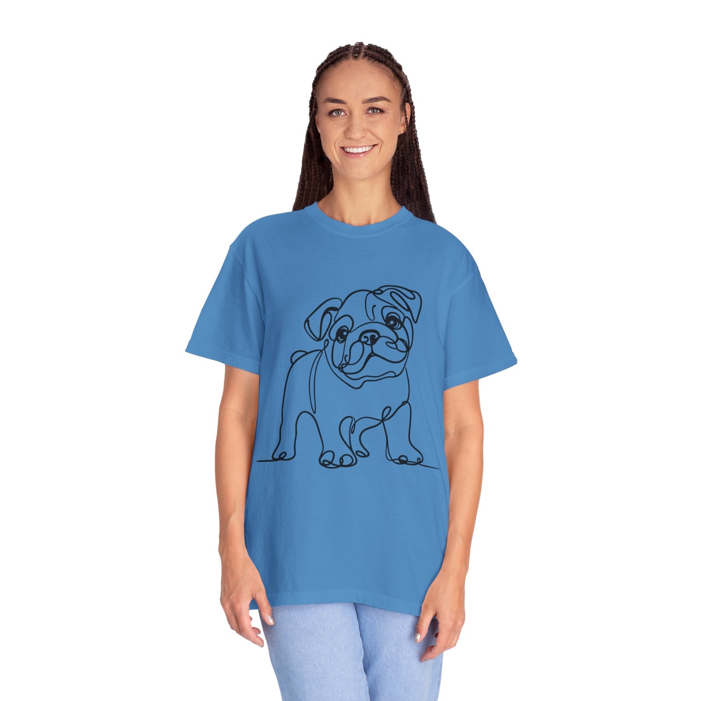 Unisex Garment-Dyed T-shirt with Minimalist Bulldog Design
