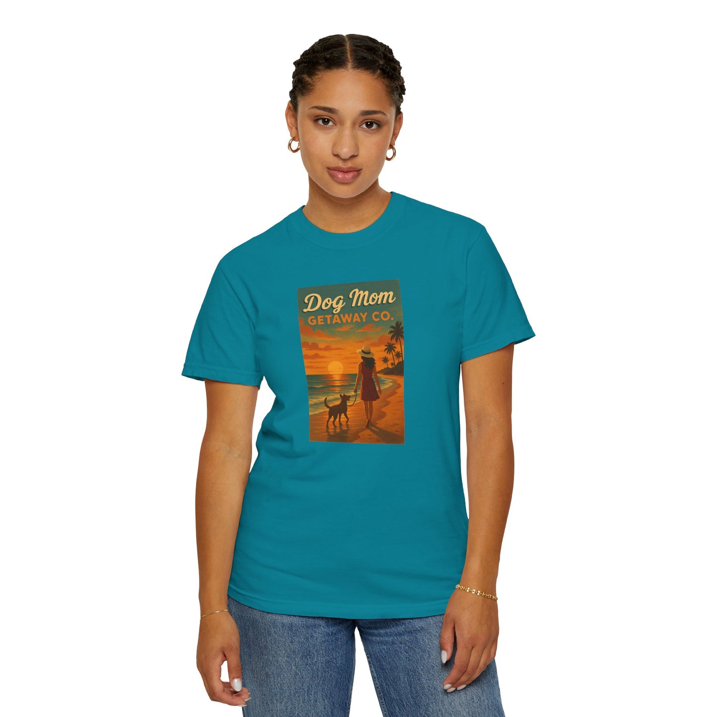 Dog Mom Sunset Tee, Unisex T-Shirt, Dog Lover Gift, Summer Vacation Shirt, Pet Parent Apparel, Casual Everyday Wear