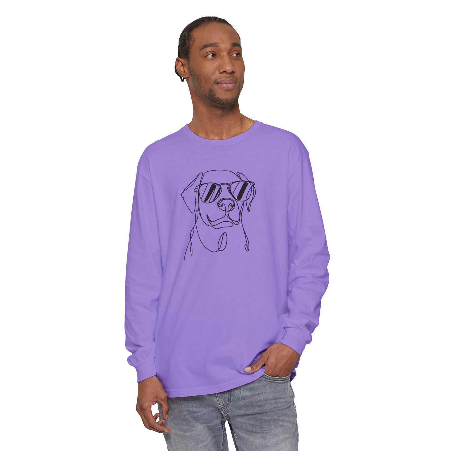Cool Dog Long Sleeve T-Shirt | Unisex Garment-Dyed Tee