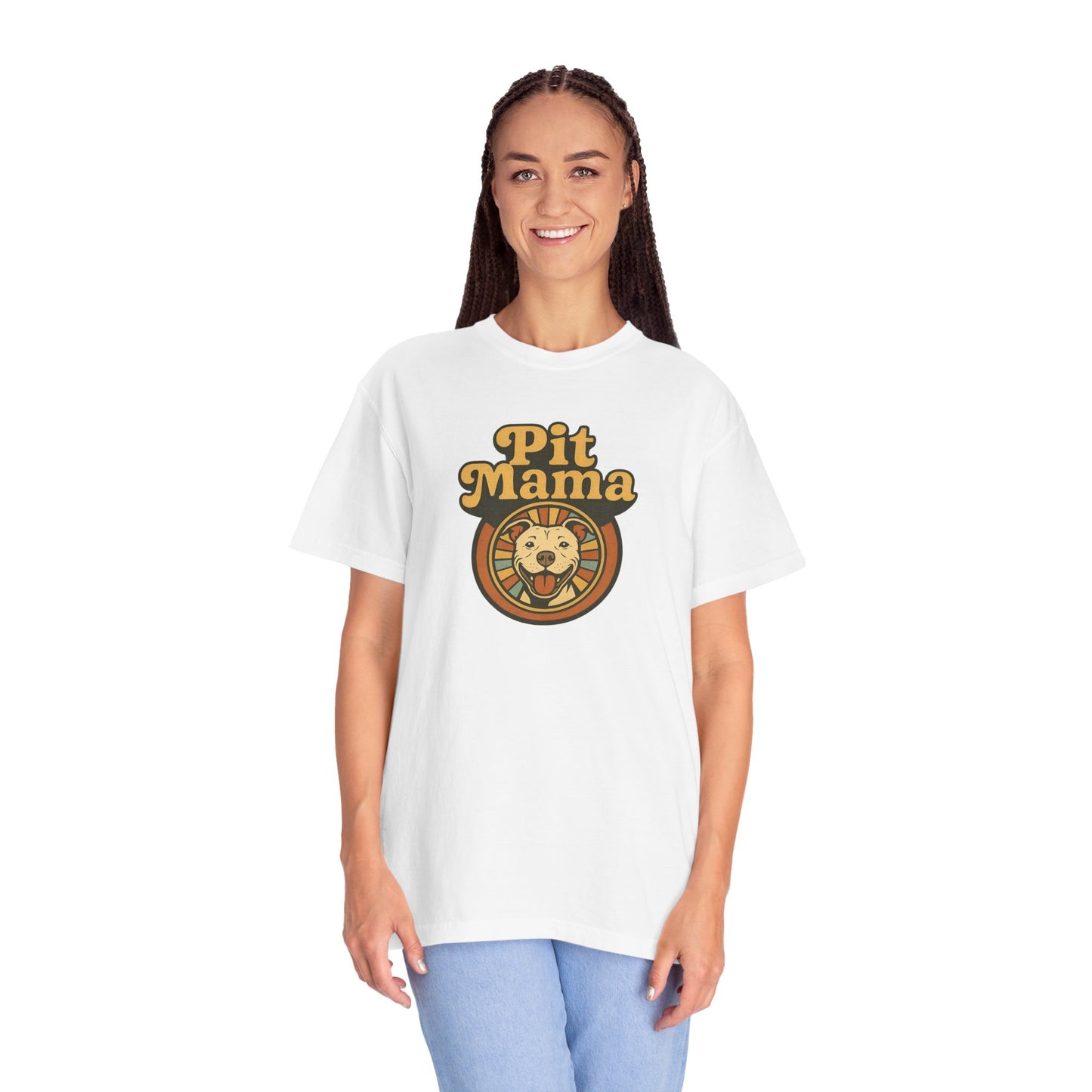 Pit Mama Unisex Garment-Dyed T-shirt | Perfect for Dog Lovers, Animal Advocates, Casual Wear, Mother's Day Gift, Pet Enthusiasts