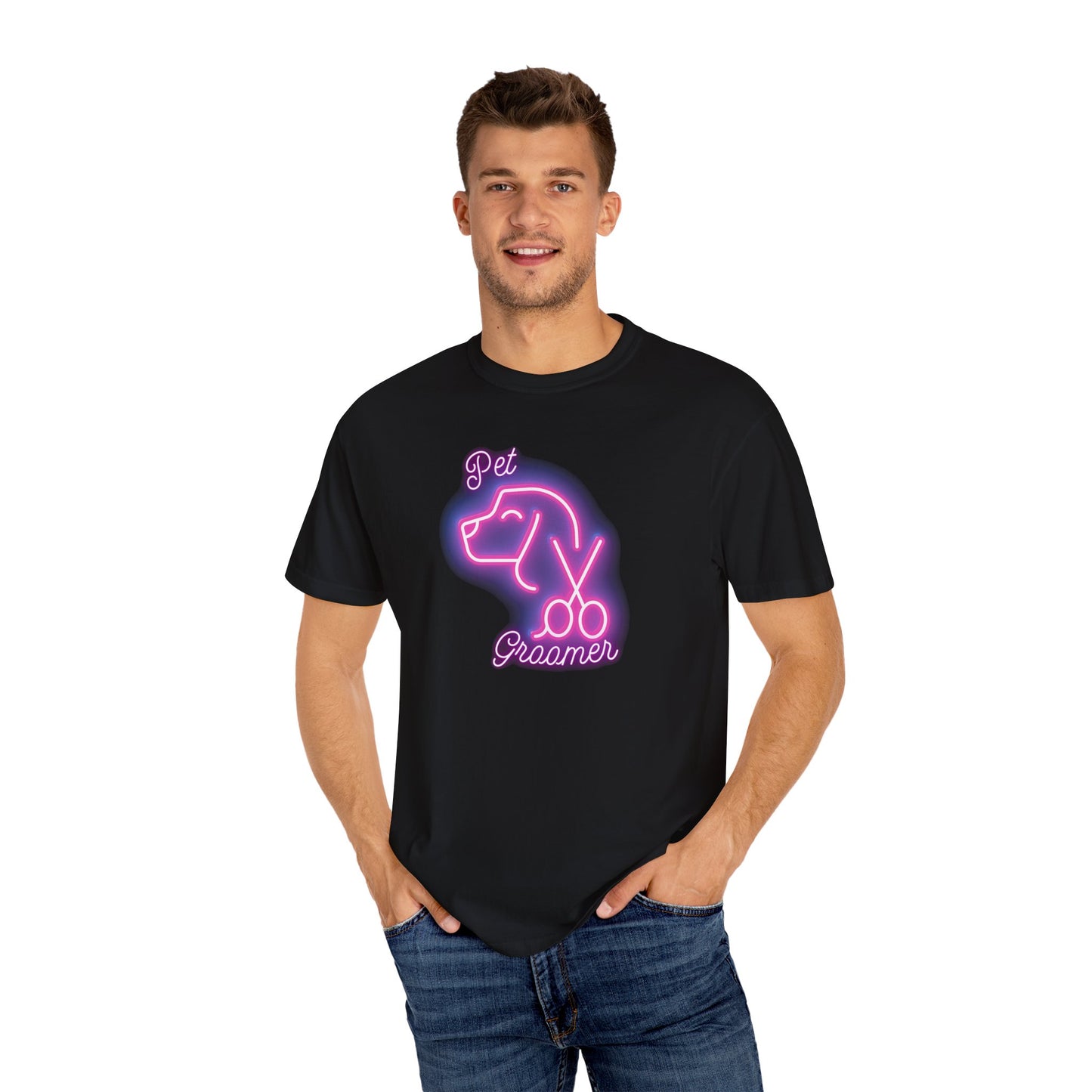 Pet Groomer Pink Neon T-Shirt - Stylish Tee for Dog Lovers