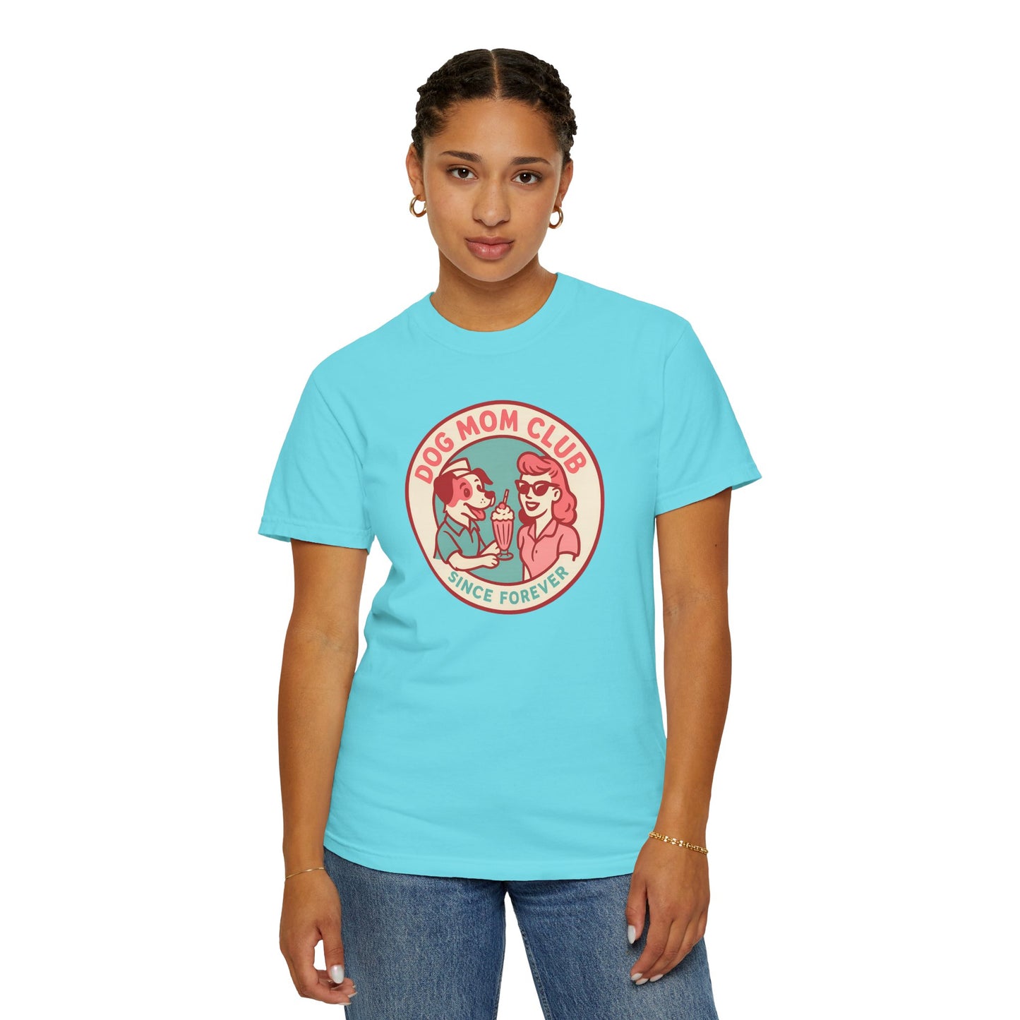 Dog Mom Club Garment-Dyed Tee | Casual Women's T-Shirt | Pet Lover Gift | Dog Mom Apparel | Cute Animal Lover Shirt