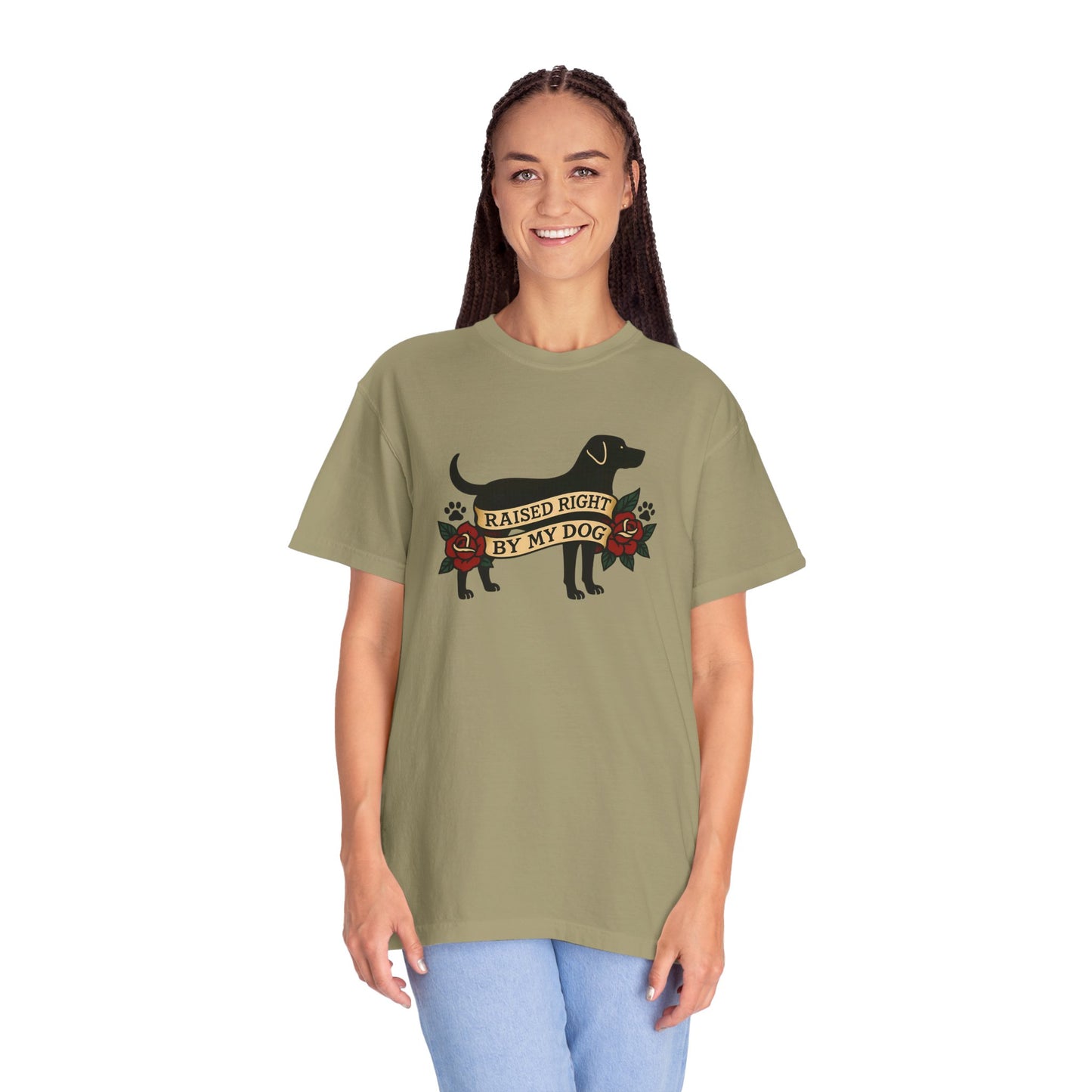 Raised Right by My Dog Tee, Unisex Pet-Themed Apparel, Gift for Dog Owners, Cute Canine Shirt