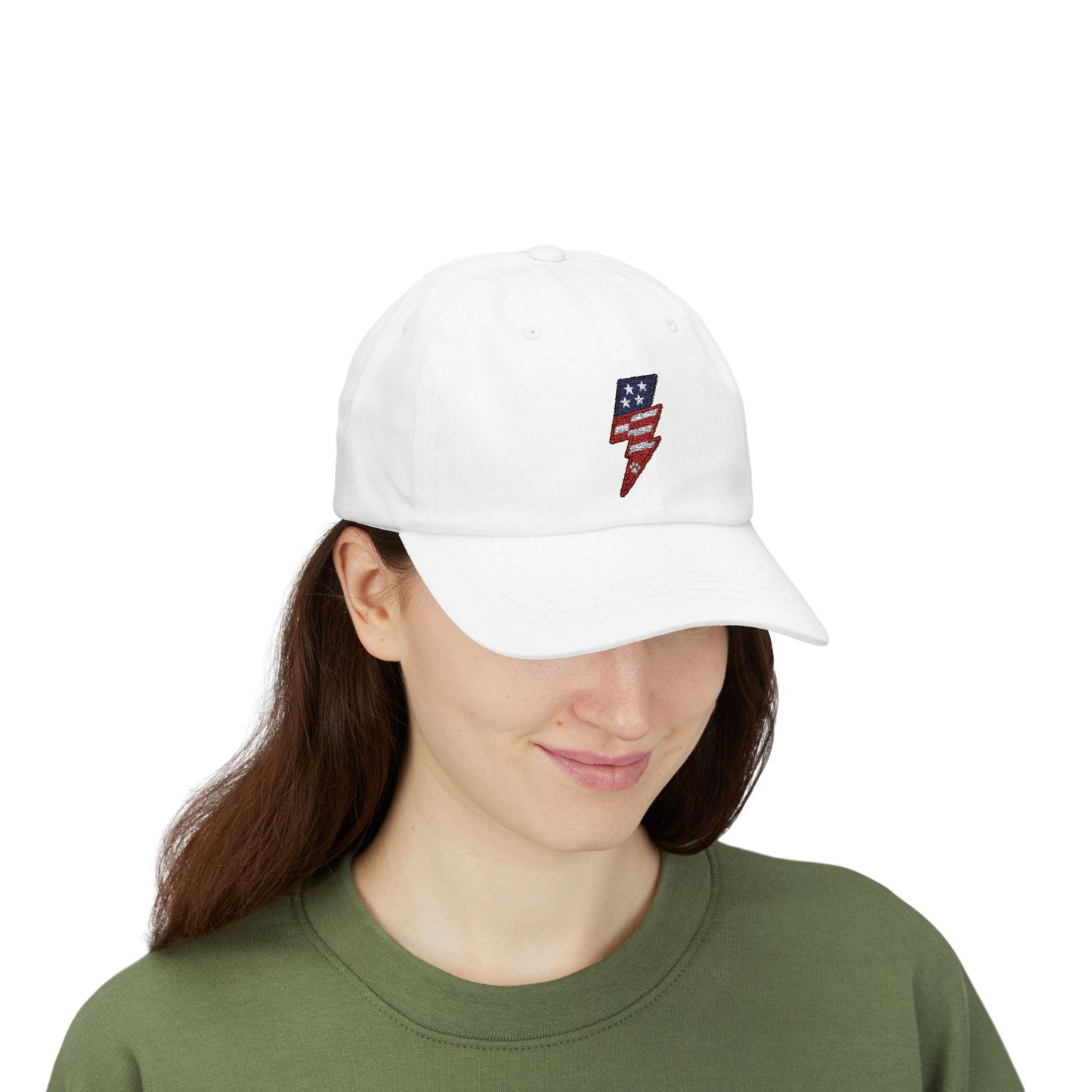Patriotic Classic Dad Cap - Vintage American Flag Lightning Bolt Design, Perfect for Father's Day, Summer Outings, Casual Wear
