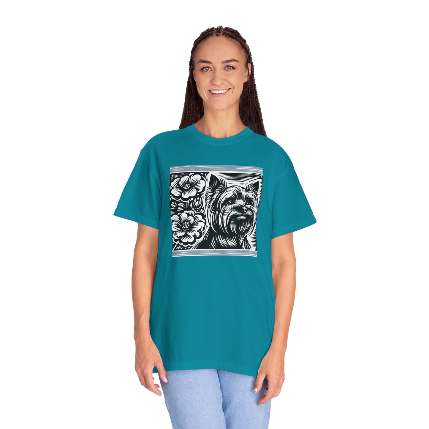 Cute Yorkie Floral T-Shirt for Dog Lovers
