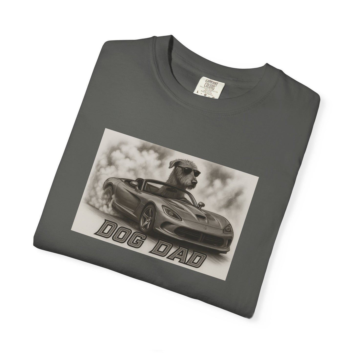 Dog Dad - Irish Wolfhound - Cool Dogs in Cool Cars T-Shirt Collection | Funny Dog Lover Apparel for Men