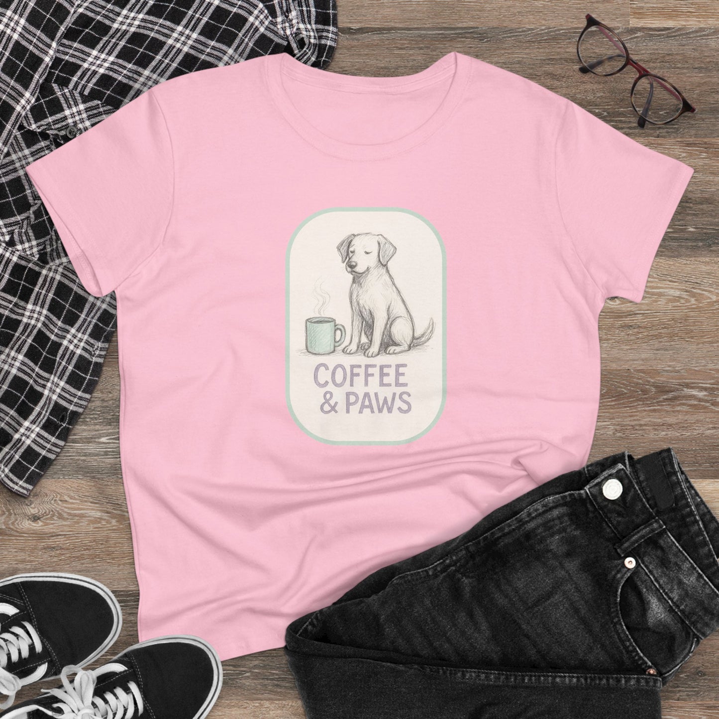 Copy of Coffee & Paws Women's Tee - Cozy Cotton Shirt for Pet Lovers, Casual Wear, Gift for Dog Owners, Dog Mom Merchandise, Animal Lover Tee