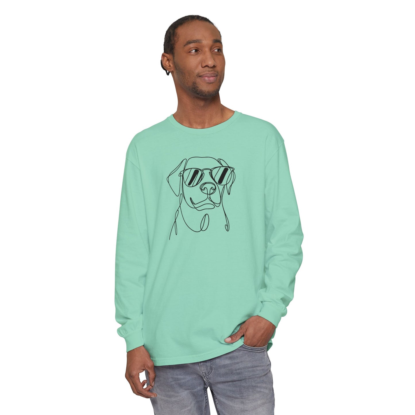 Cool Dog Long Sleeve T-Shirt | Unisex Garment-Dyed Tee