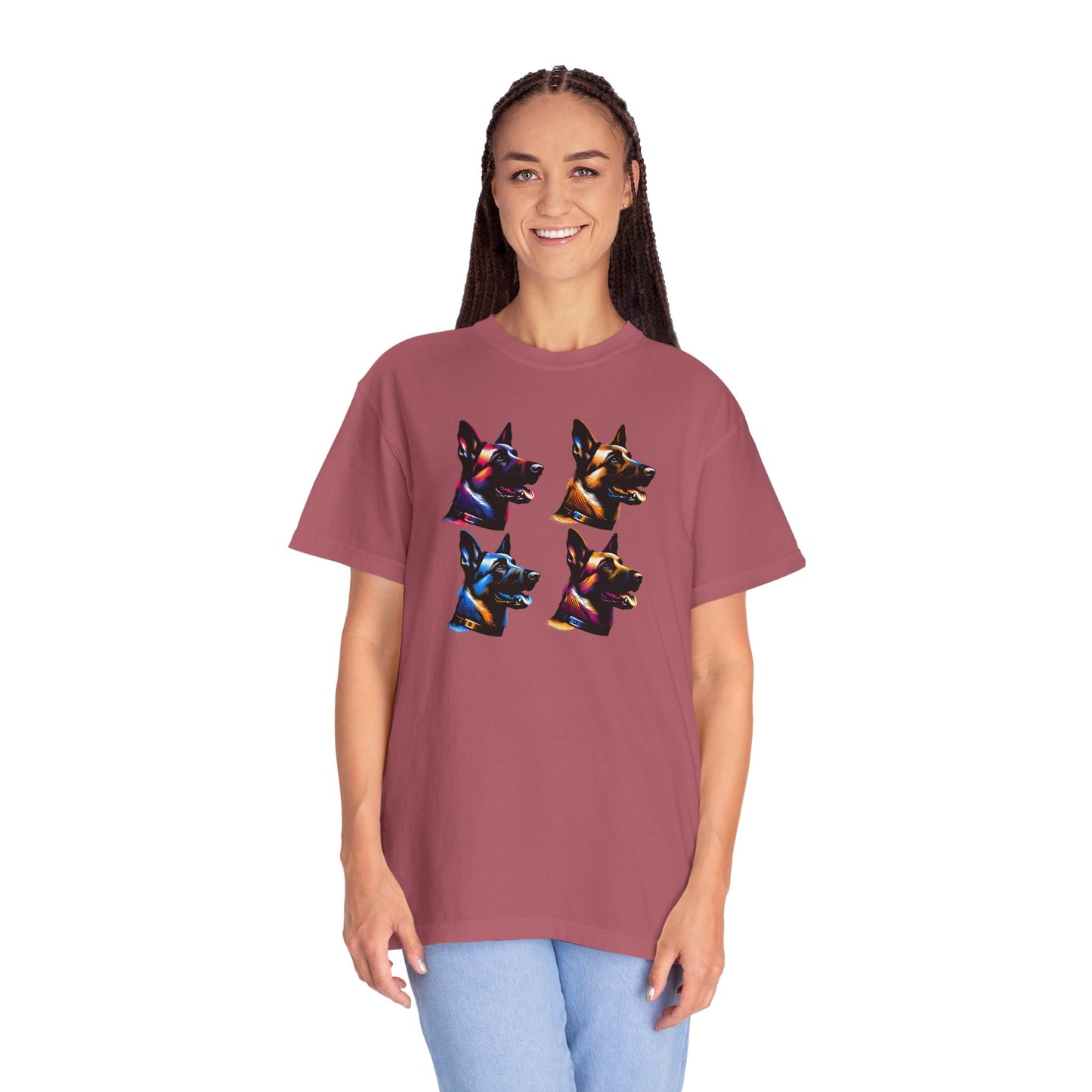 Colorful Belgium Malinois Portrait Unisex Garment-Dyed T-Shirt