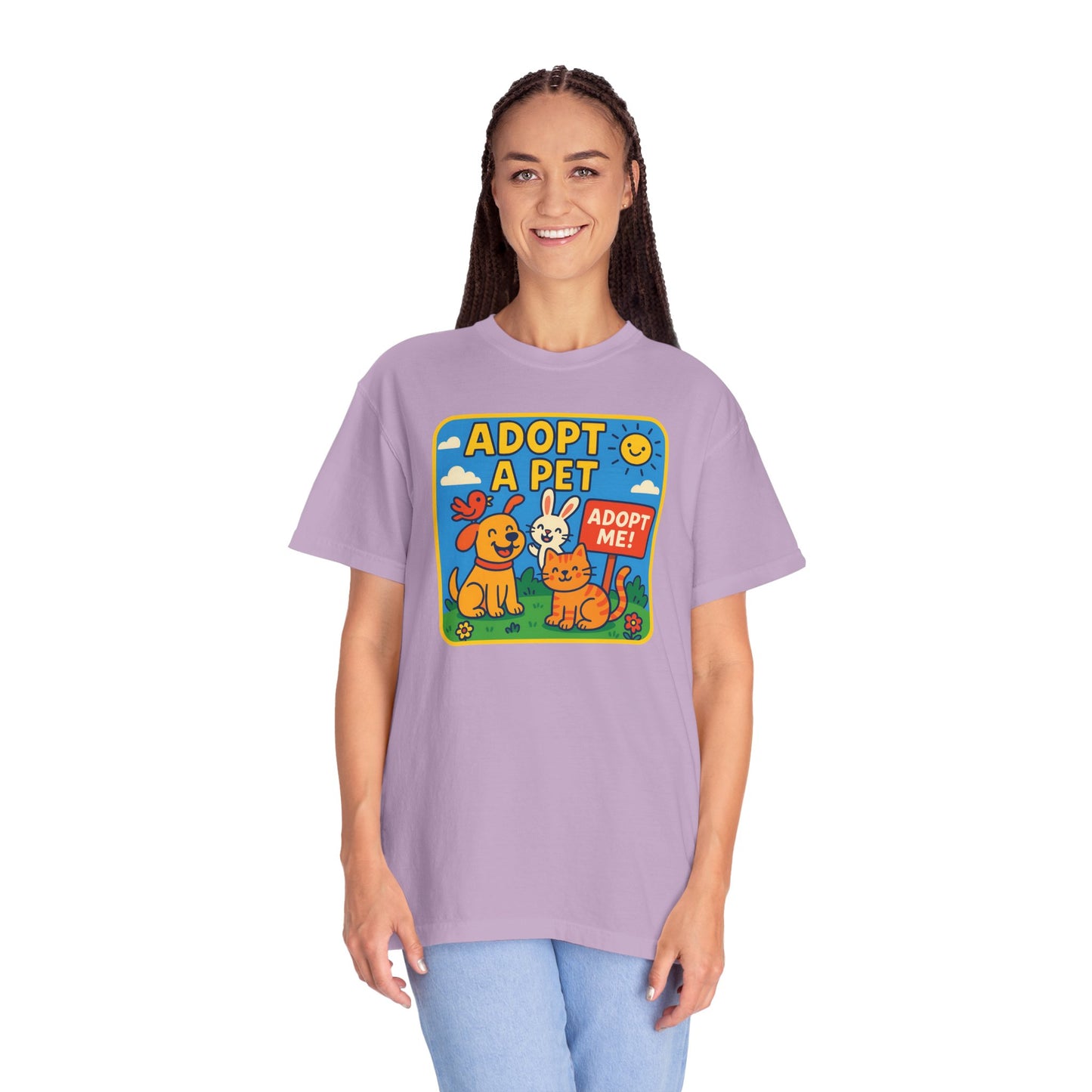 Adopt a Pet T-Shirt - Unisex Garment-Dyed Tee for Animal Lovers
