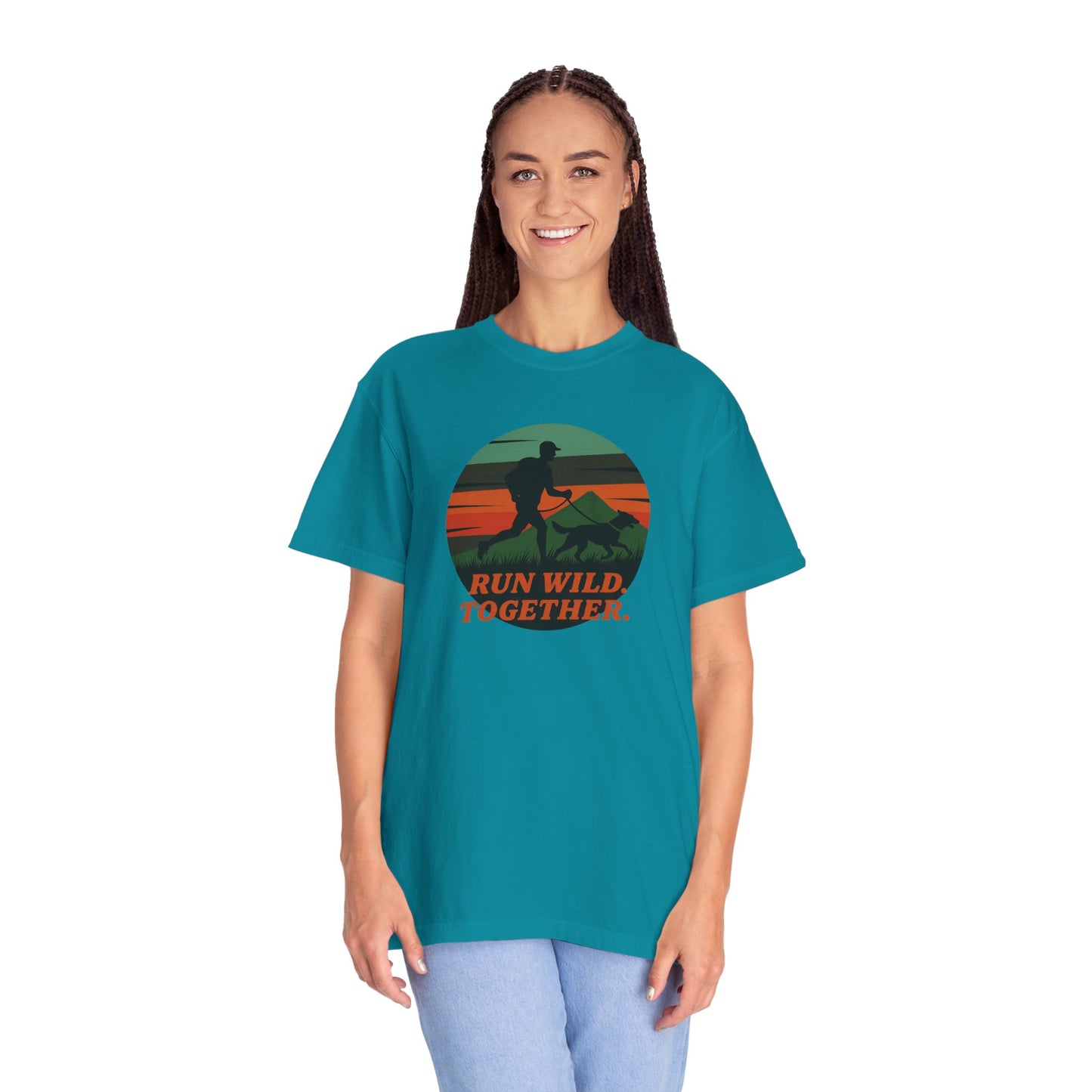 Canicross - Unisex Garment-Dyed T-Shirt - Run Wild Together Adventure Tee