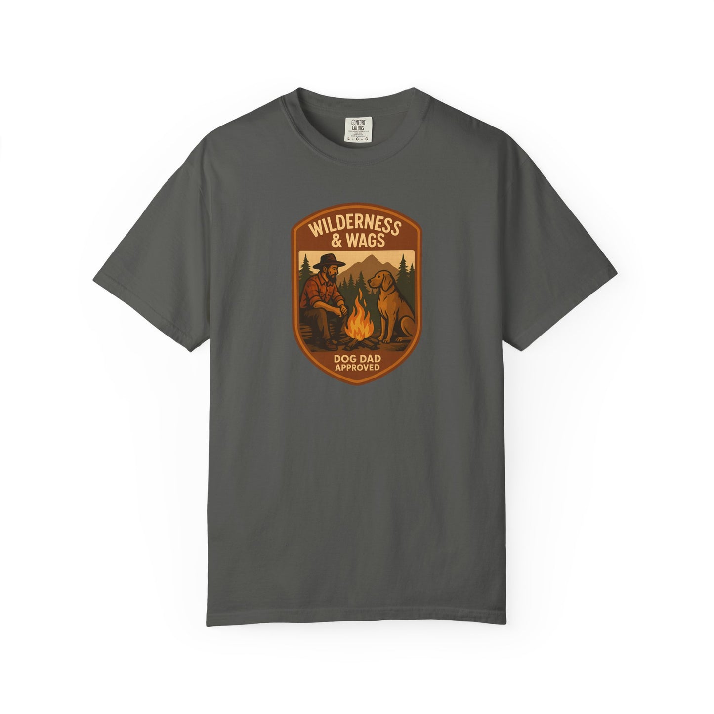 Wilderness & Wags Dog Dad Unisex T-Shirt, Dog Lover Gift, Camping Tee, Father’s Day Apparel, Nature-Inspired Shirt