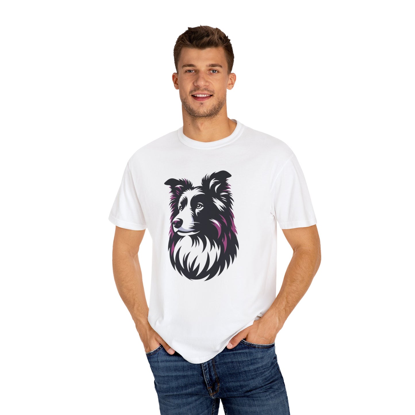Adorable Border Collie Unisex Garment-Dyed T-Shirt