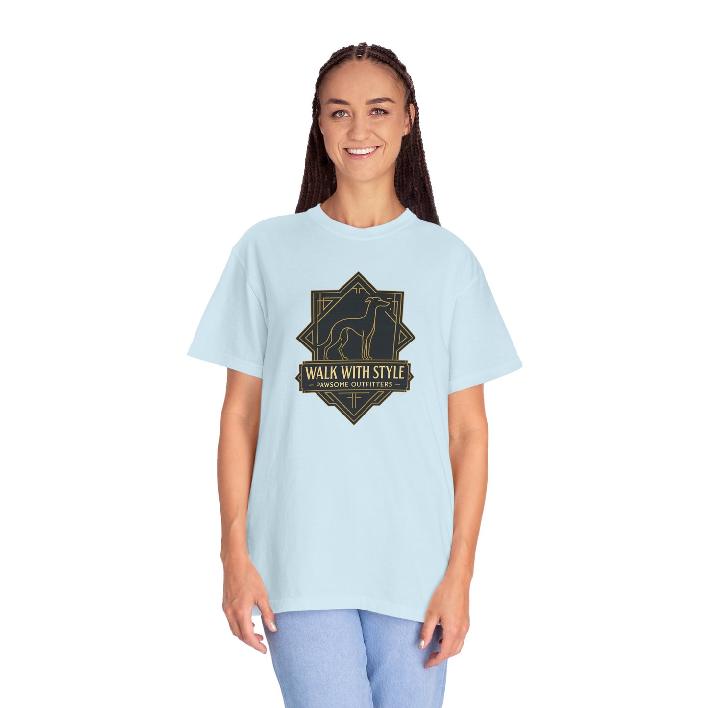 Stylish Unisex Tee - Walk with Style Graphic Shirt, Casual Wear, Gift for Dog Lovers, Relaxed Fit, Everyday Comfort