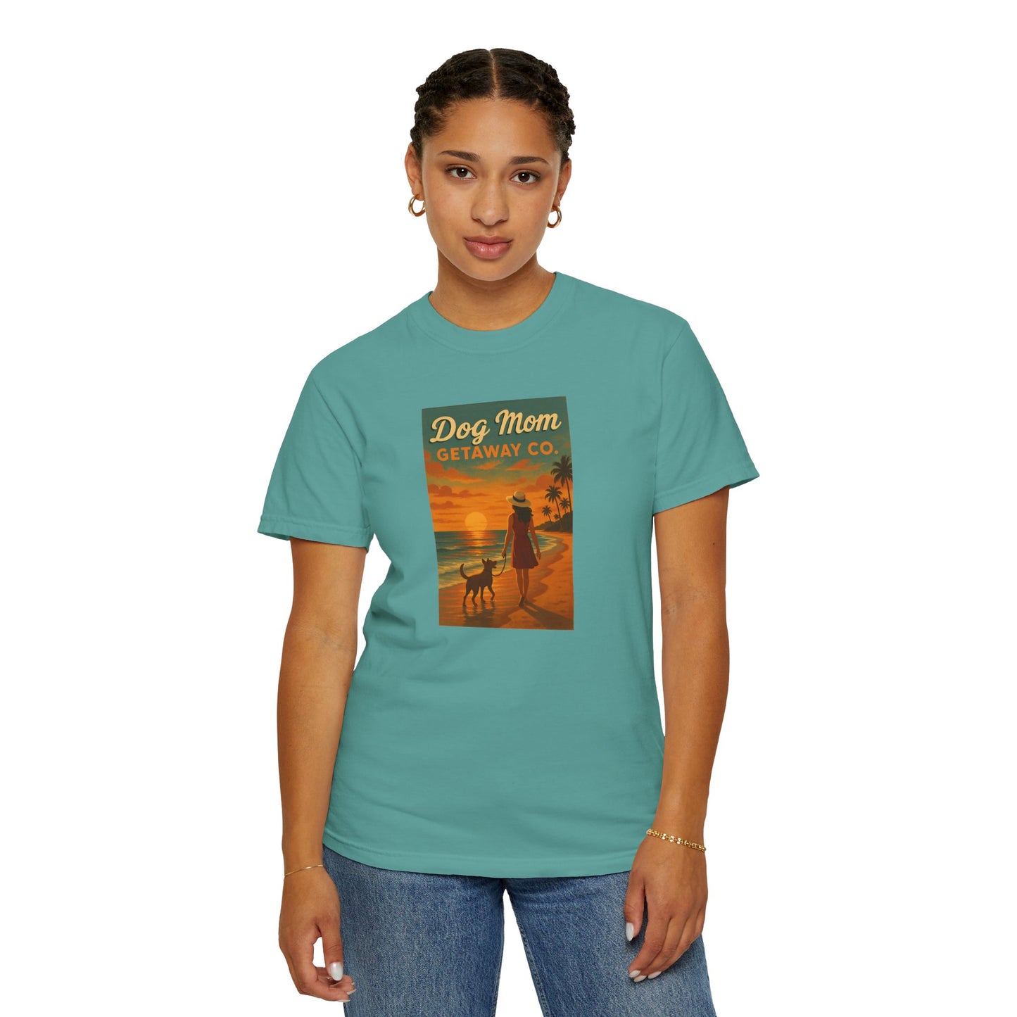 Dog Mom Sunset Tee, Unisex T-Shirt, Dog Lover Gift, Summer Vacation Shirt, Pet Parent Apparel, Casual Everyday Wear