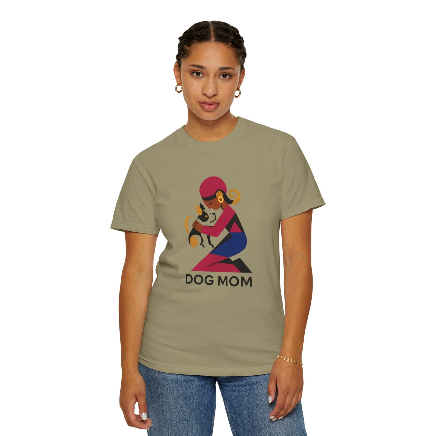 Dog Mom Garment-Dyed T-Shirt, Gift for Dog Lovers, Casual Wear, Pet Owner Apparel, Mother's Day Gift, Animal Lover Tee
