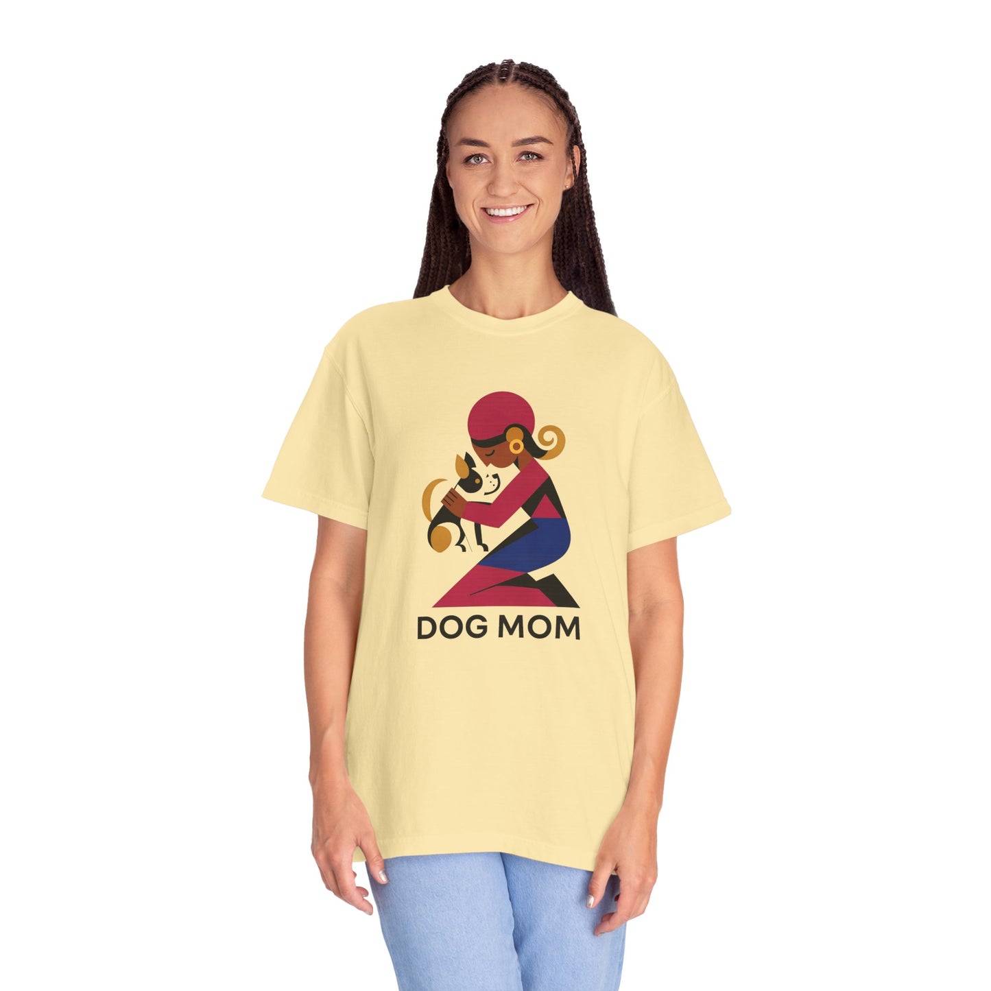 Dog Mom Garment-Dyed T-Shirt, Gift for Dog Lovers, Casual Wear, Pet Owner Apparel, Mother's Day Gift, Animal Lover Tee