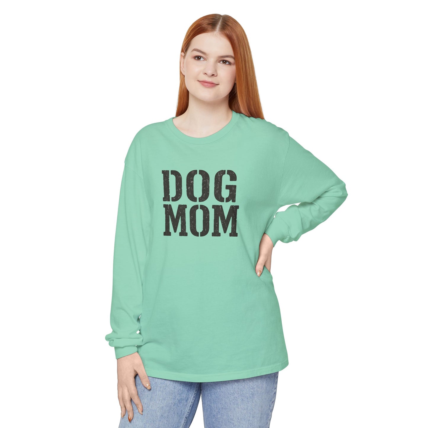 Dog Mom Long Sleeve T-Shirt | Gift for Dog Lovers, Casual Wear, Pet Owner Apparel, Perfect for Birthdays, Mother’s Day